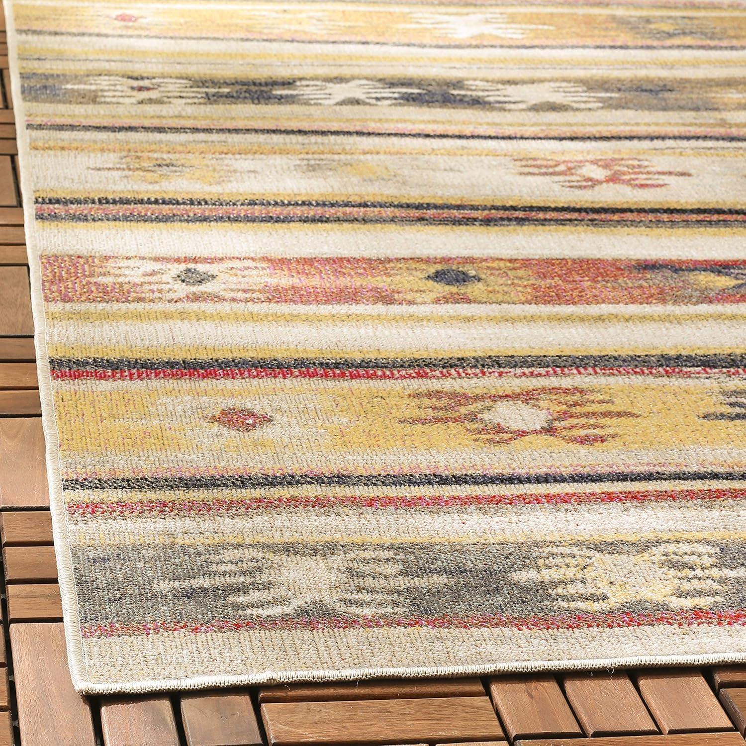 Montage MTG238 Power Loomed Indoor/Outdoor Accent Rug - Taupe/Multi - 3'x5' - Safavieh