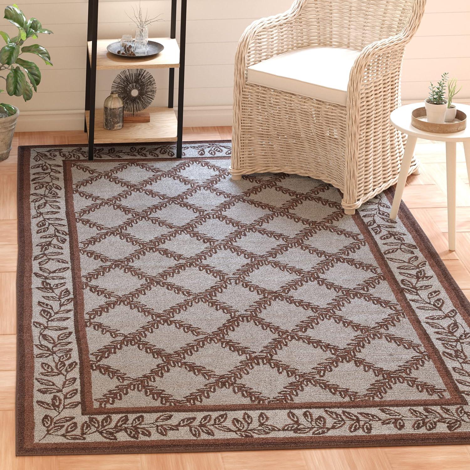 SAFAVIEH Chelsea Alecia Geometric Borders Wool Area Rug, Ivory/Light Blue, 8'9" x 11'9"