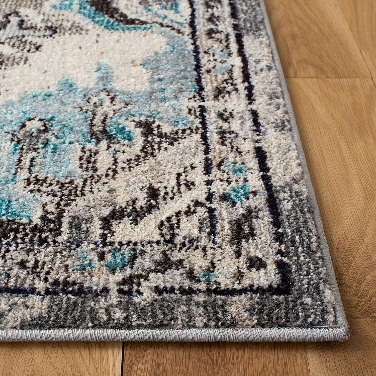 SAFAVIEH Madison Elinor Traditional Distressed Area Rug, Grey/Light Blue, 3' x 5'