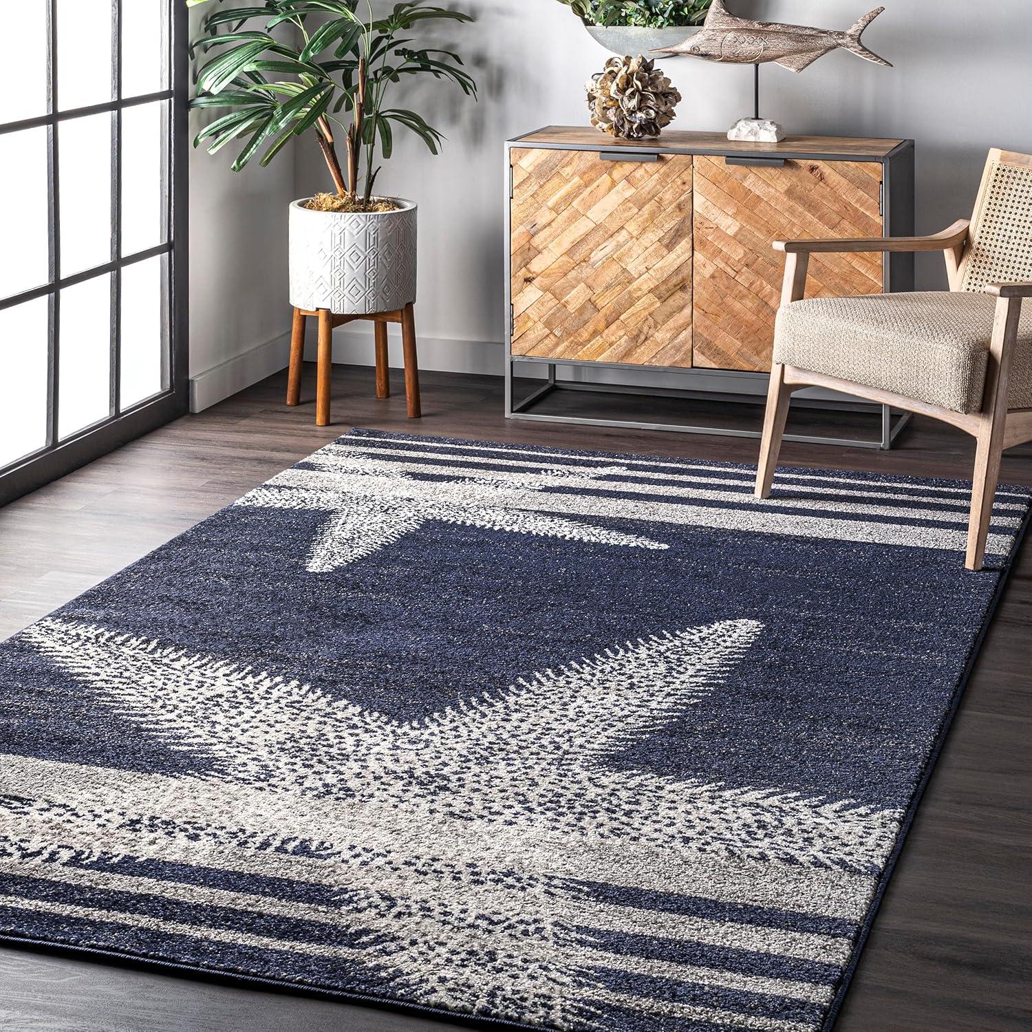 Nuloom Starfish Animal Print 4x6 Indoor Area Rug for Living Room Bedroom Dining Room Kitchen, Grey/Blue