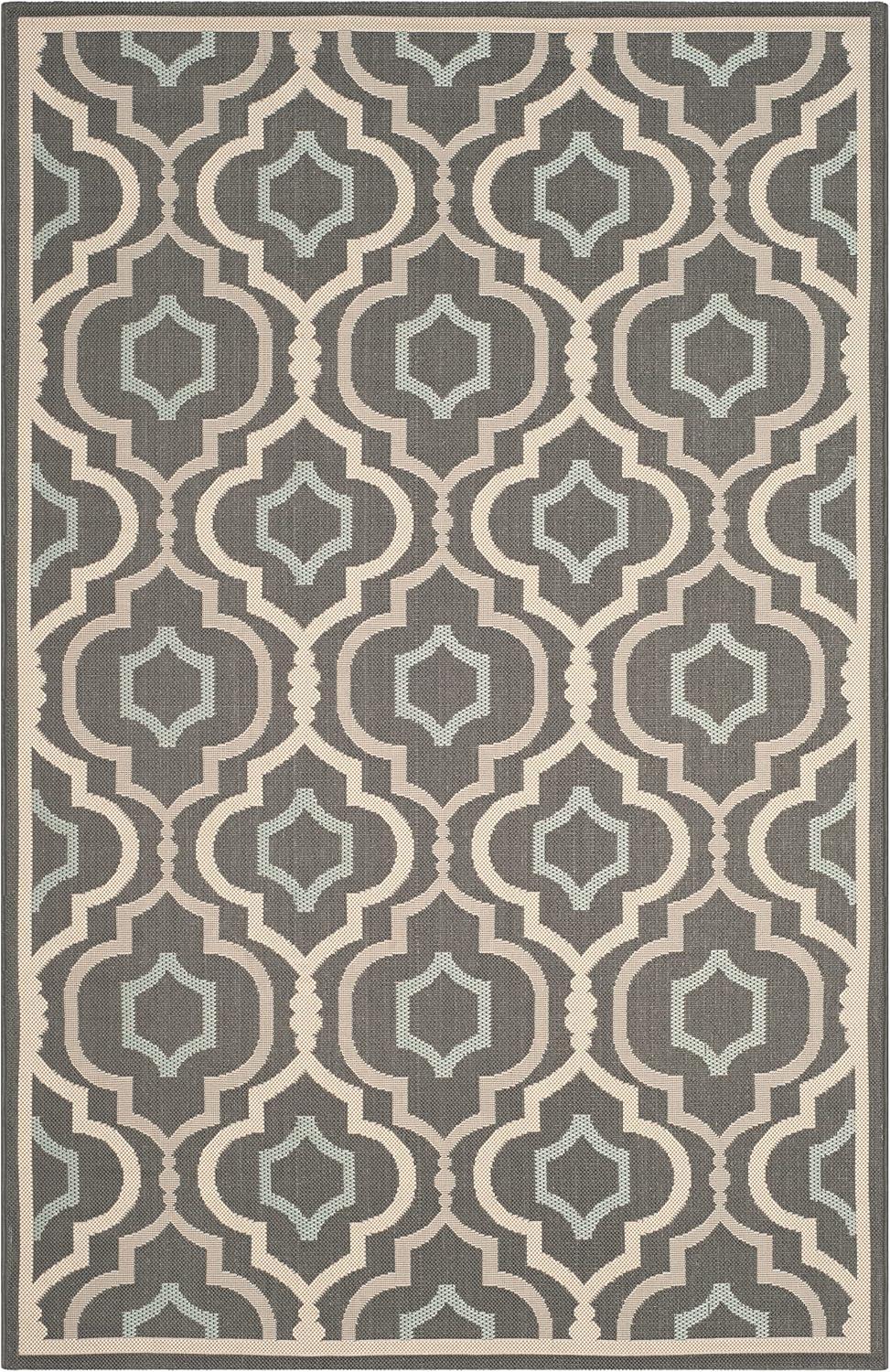 Courtyard Chic 59" Grey Synthetic Rectangular Easy-Care Rug