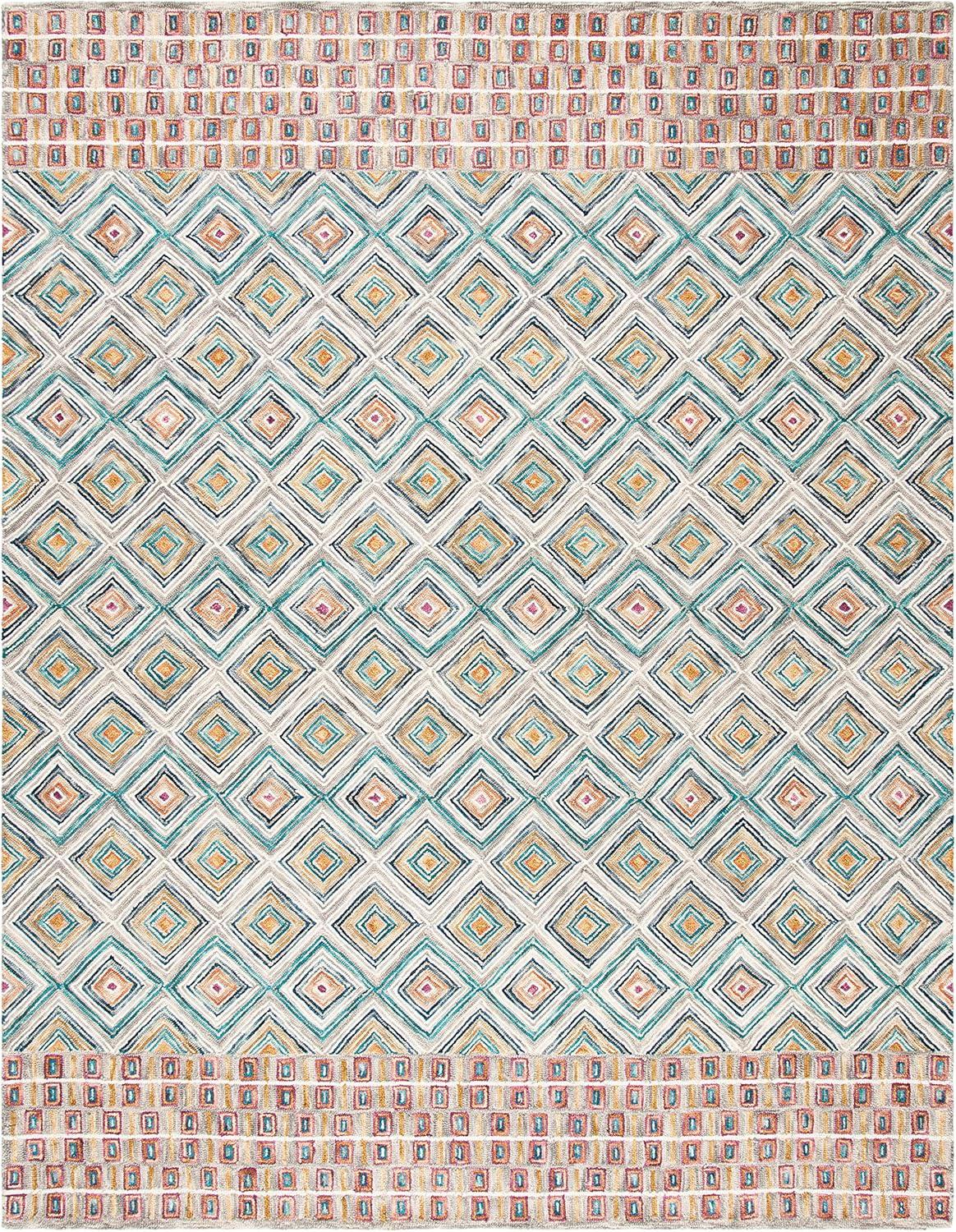 SAFAVIEH Aspen Maurice Geometric Wool Area Rug, Green/Red, 10' x 14'