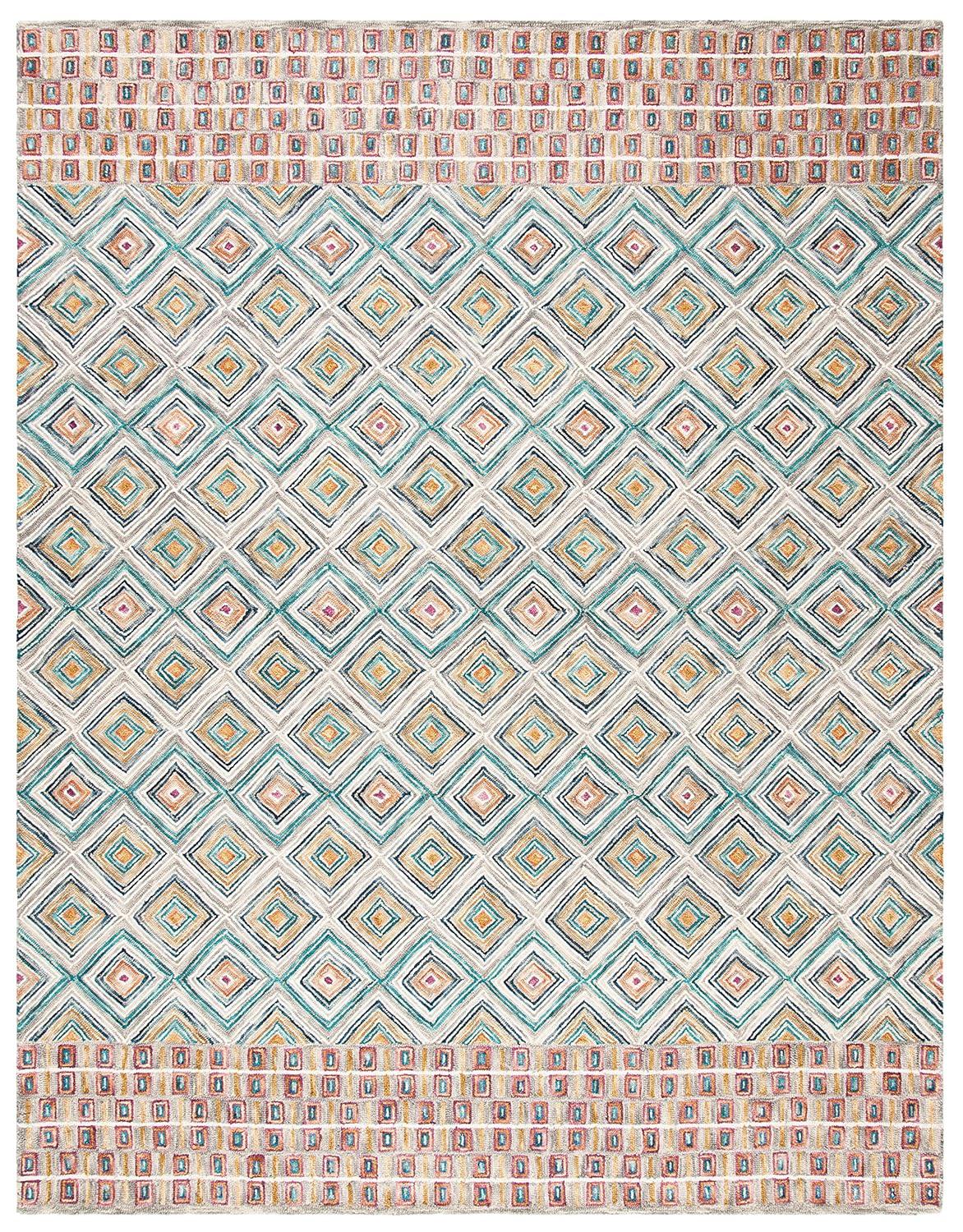 SAFAVIEH Aspen Maurice Geometric Wool Area Rug, Green/Red, 10' x 14'