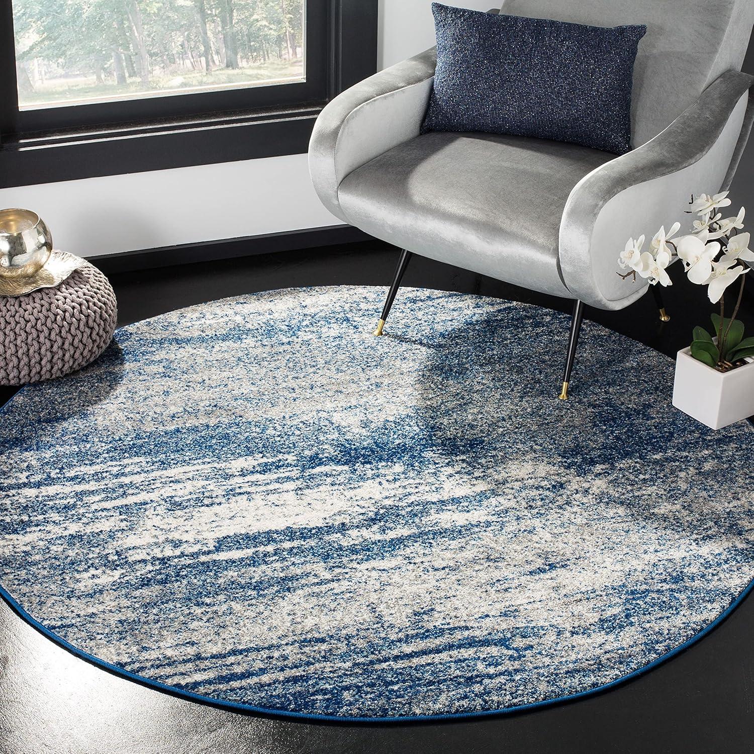 Ivory and Dark Grey Abstract 3' x 5' Stain-Resistant Rug