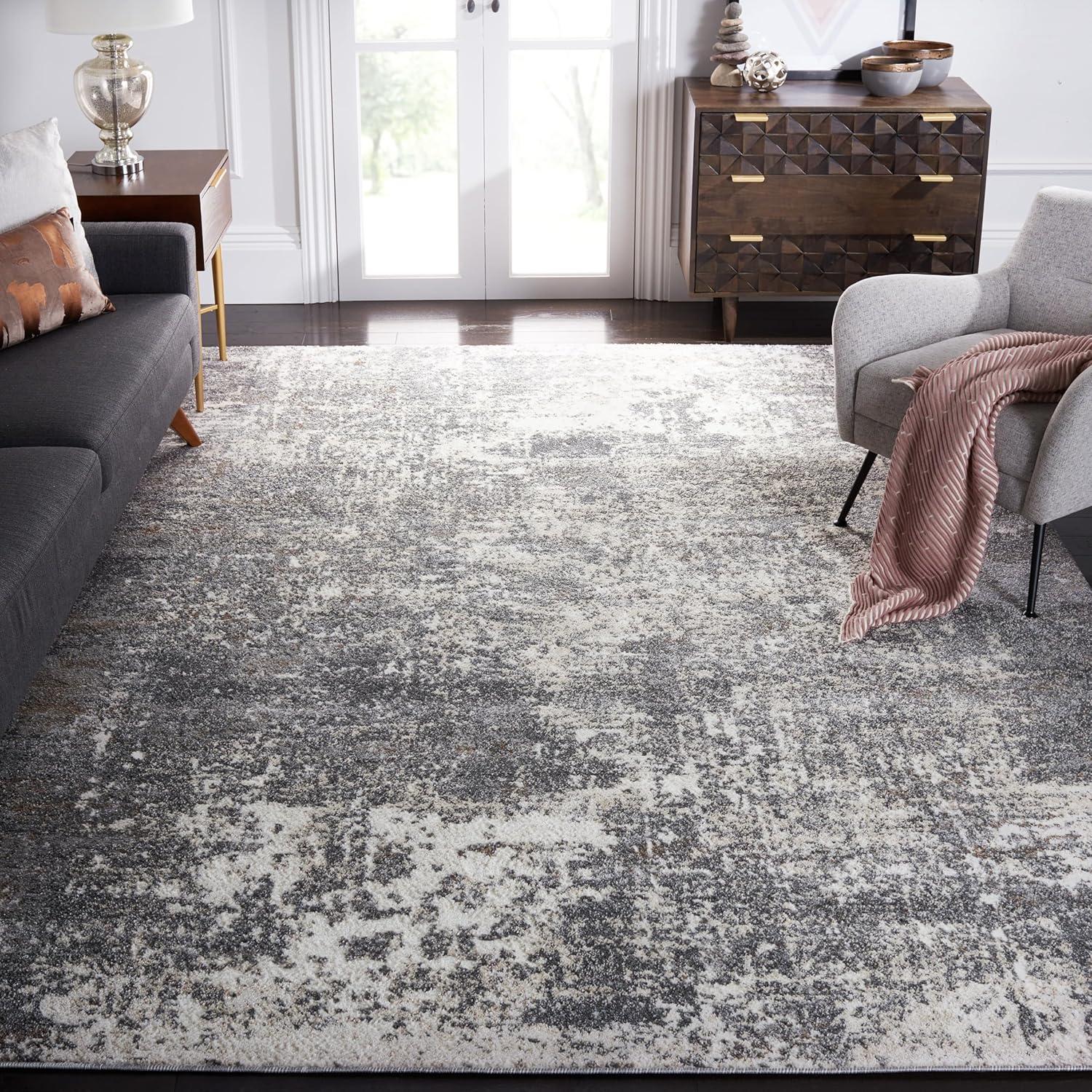 Aston ASN705 Power Loomed Indoor Area Rug - Grey/Ivory - 9'x12' - Safavieh