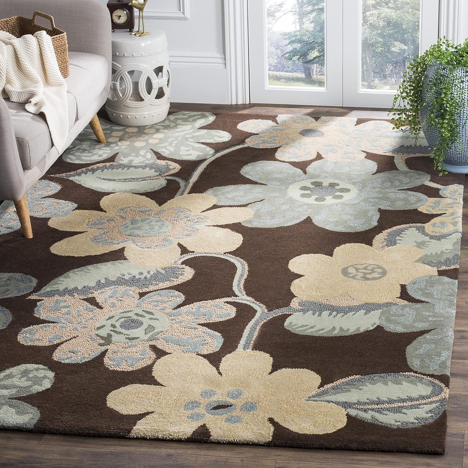 Bella BEL220 Hand Tufted Indoor Area Rug - Brown/Multi - 5'x5' - Safavieh