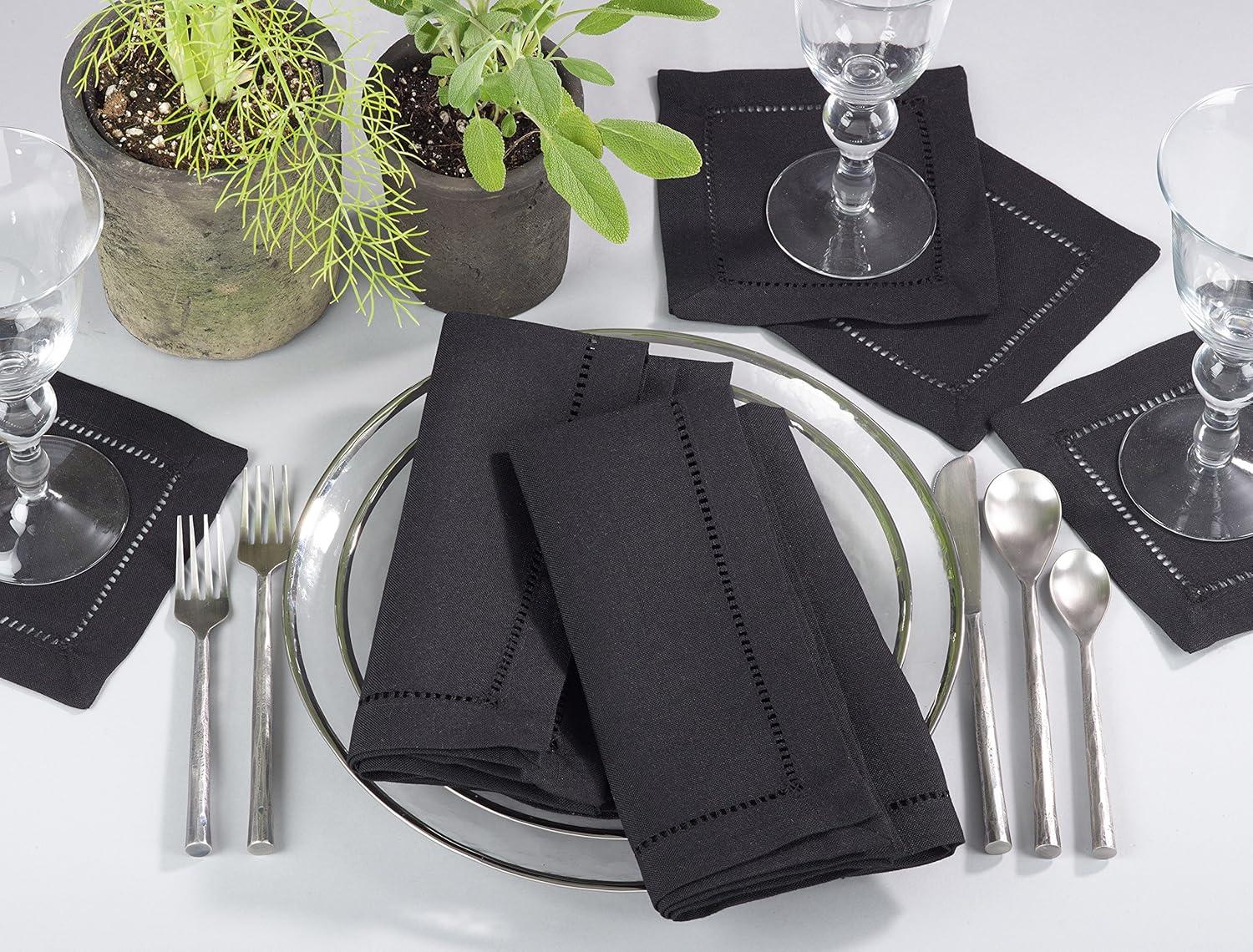 Saro Lifestyle Dinner Napkin /w Hemstitched Border, Black (Set of 4)