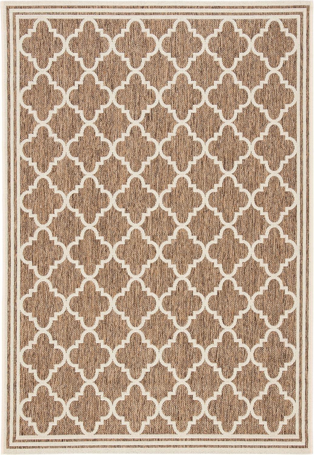 SAFAVIEH Beach House Nima Trellis Indoor/Outdoor Area Rug Beige/Cream, 5'3" x 7'6"
