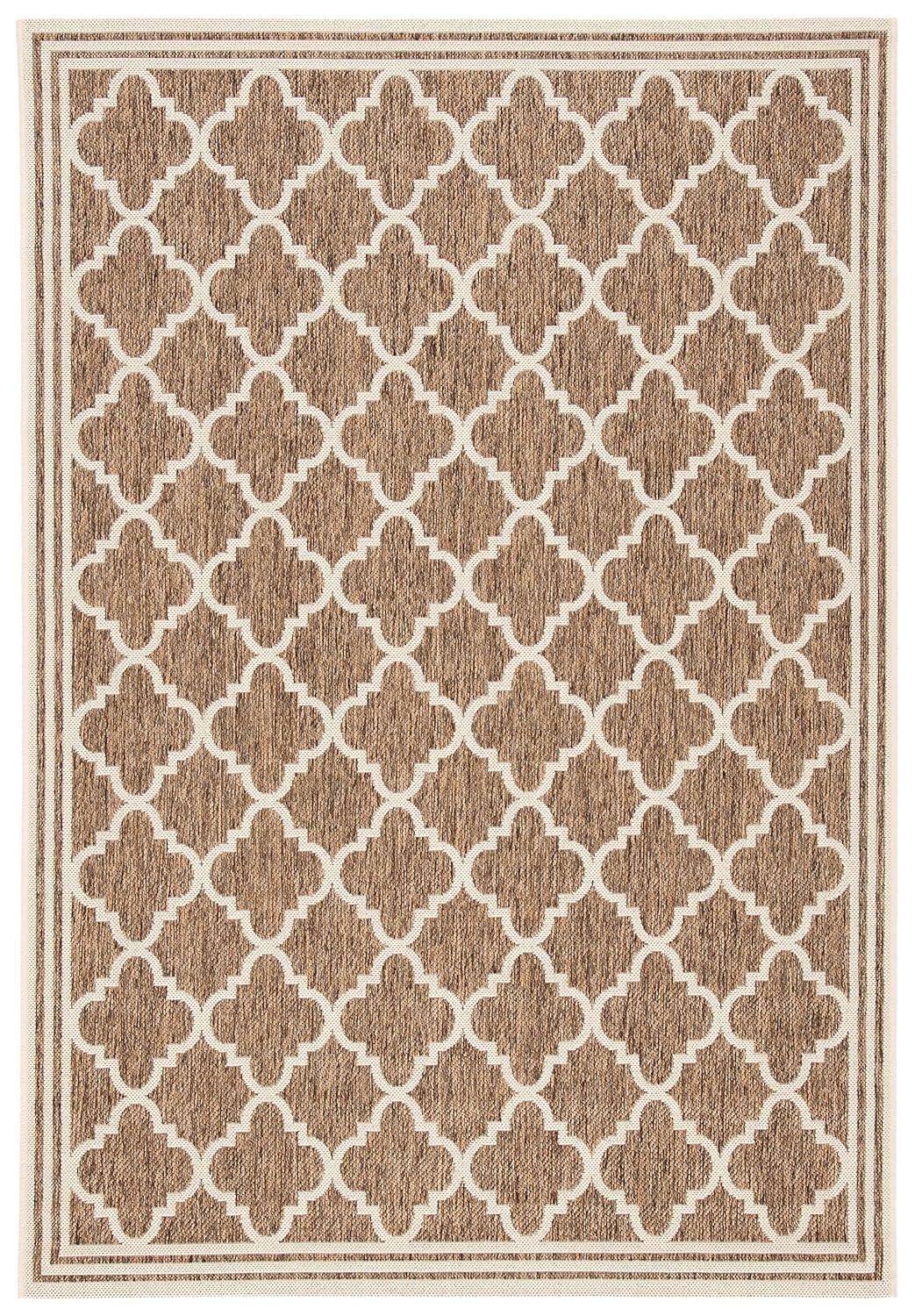 SAFAVIEH Beach House Nima Trellis Indoor/Outdoor Area Rug Beige/Cream, 5'3" x 7'6"
