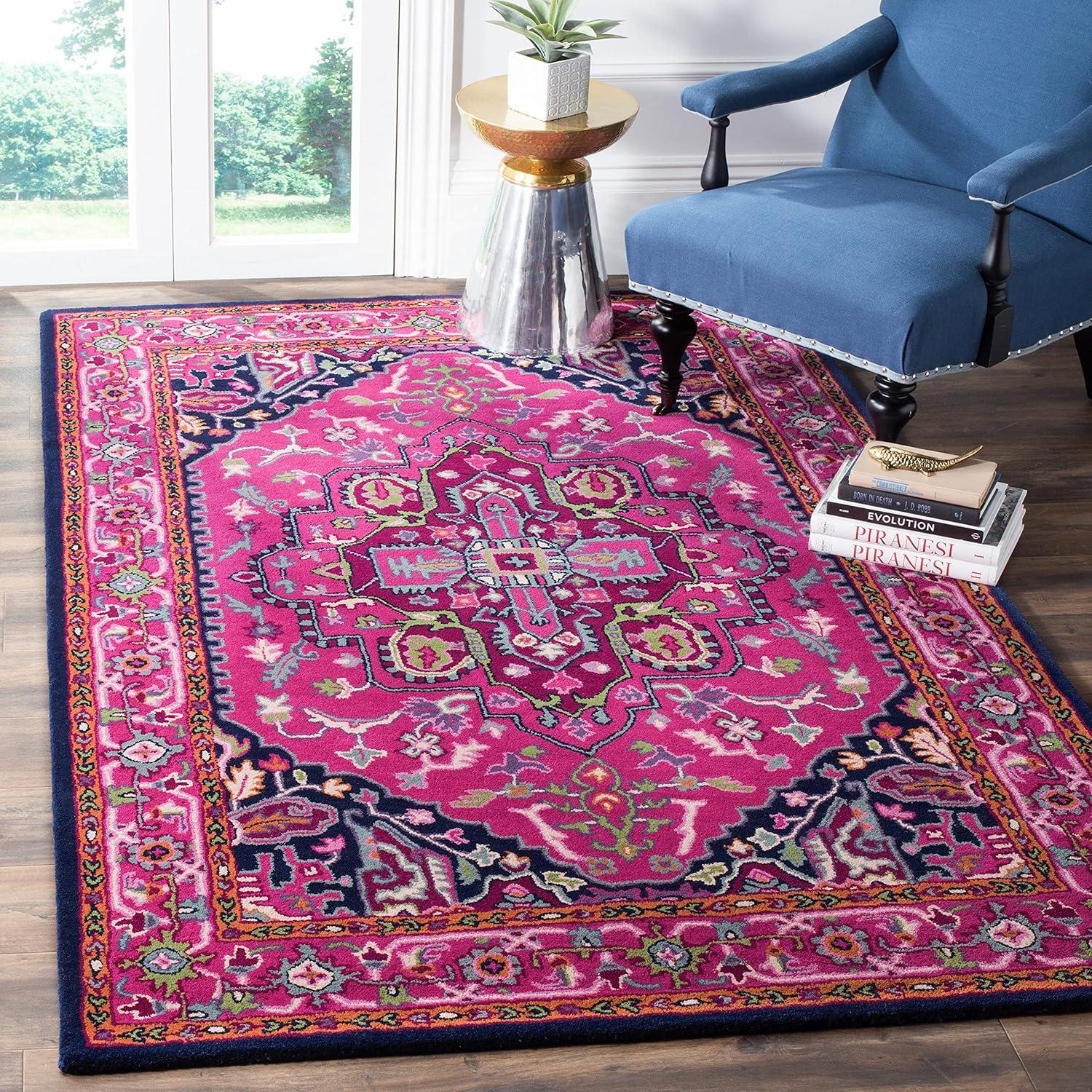 Bellagio BLG541 Hand Tufted Accent Rug - Pink/Navy - 3'x5' - Safavieh.