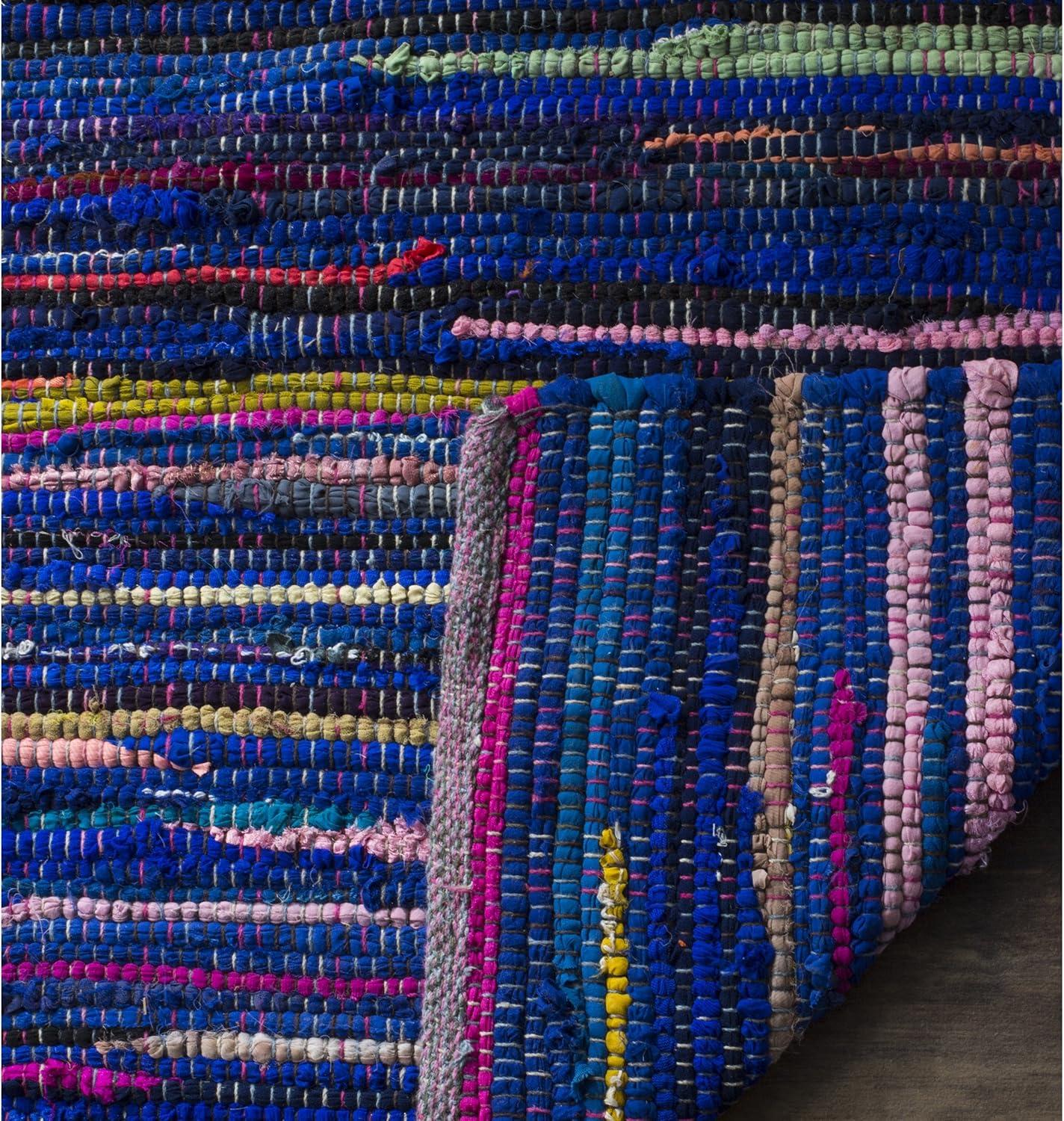 Rag Area Rug RAR240 Hand Woven Area Rug - Blue/Multi - 5'x8' - Safavieh.