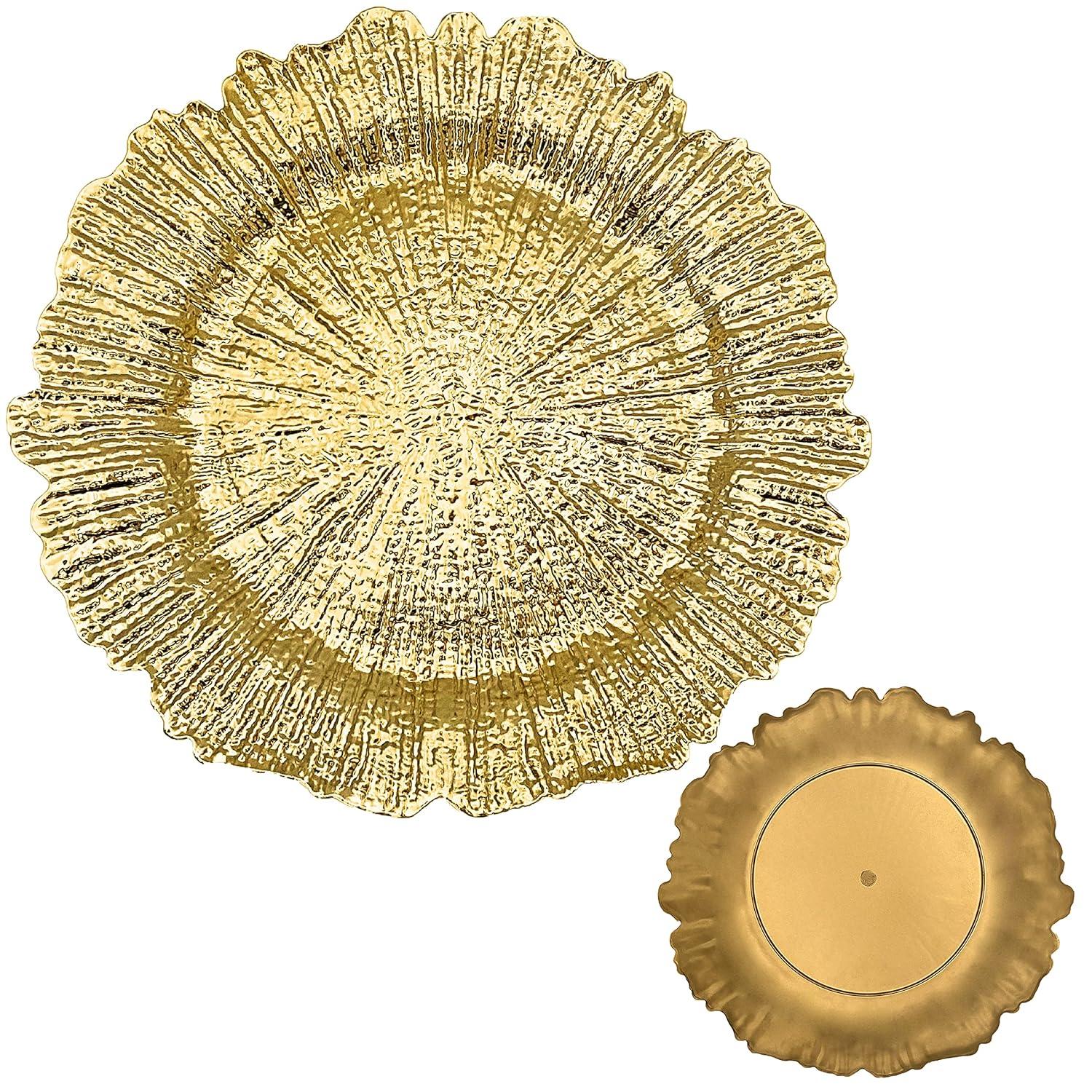 13 Inch Light Blue Charger Plates, Round Plastic Reef Plate Chargers for Dinner Plates, Wedding, Party Elegant Decoration Place Mats (24, Light Blue)