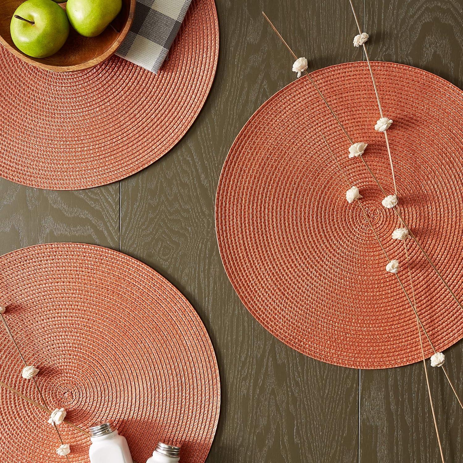 DII Solid Woven Placemat Set 6 Piece, Spice, 15" Dia