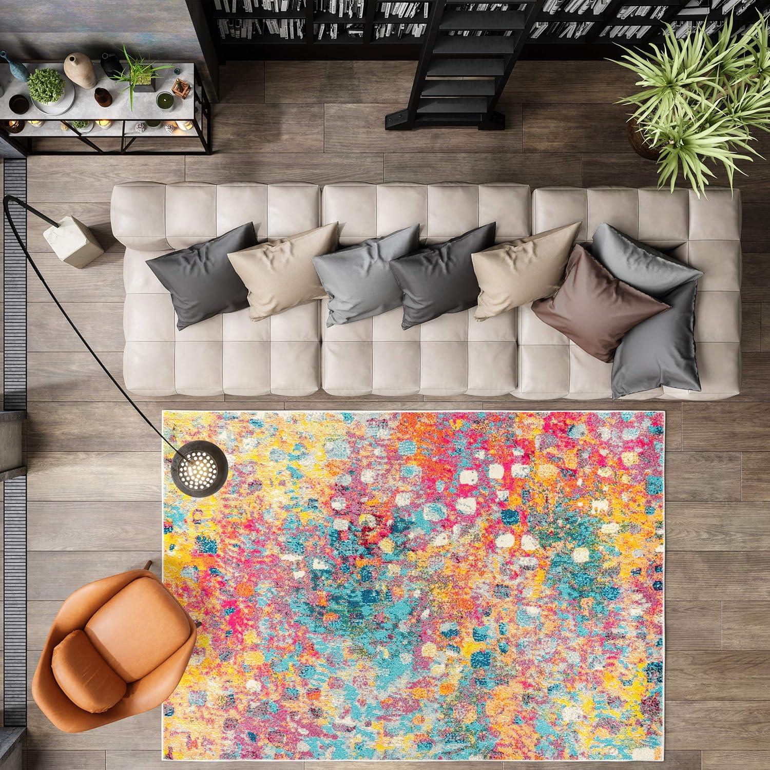 Multi-Color Abstract Synthetic 8x10 Area Rug