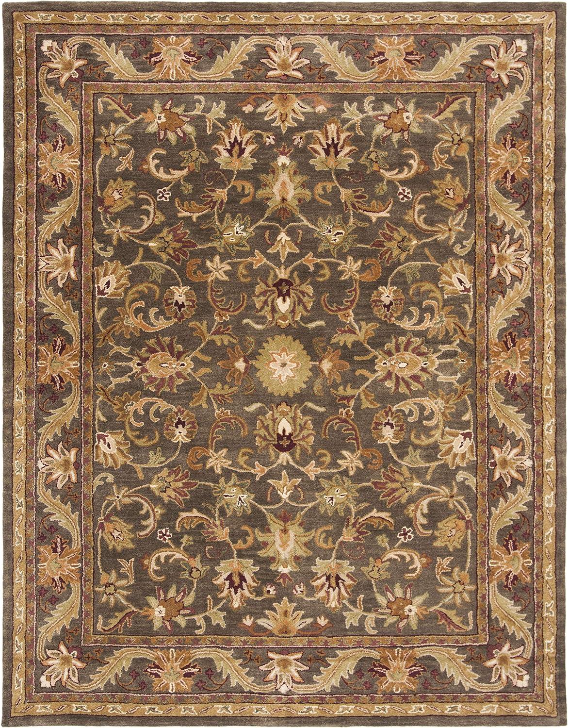 SAFAVIEH Antiquity Carmella Floral Bordered Wool Area Rug, Charcoal, 9'6" x 13'6"