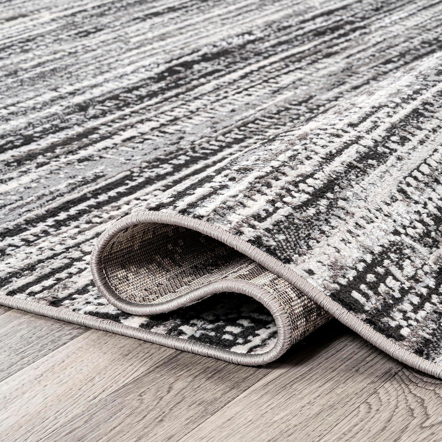 JONATHAN Y Loom Modern Strie'  Black/Gray 8 ft. x 10 ft. Area Rug