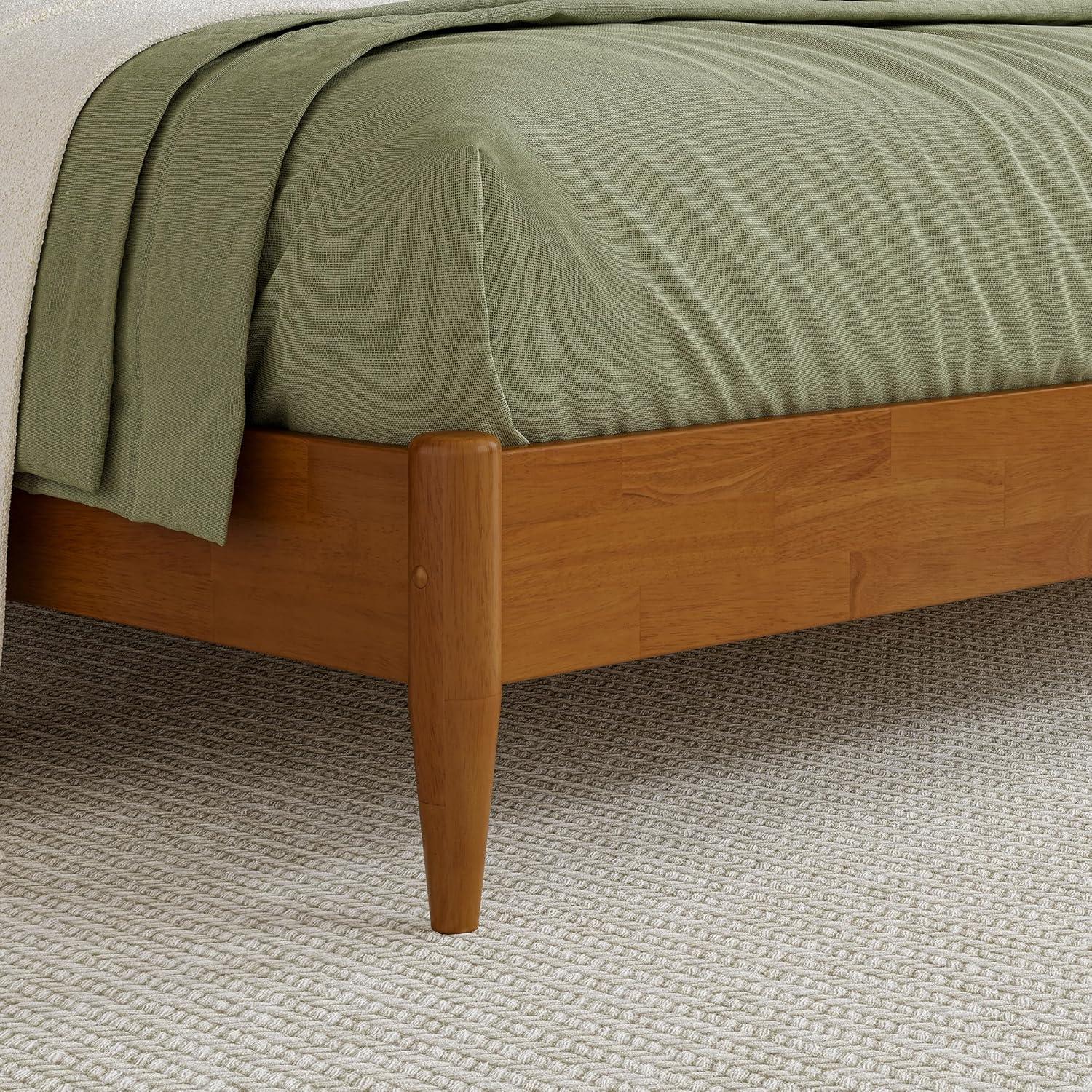 AFI Orleans Queen Solid Wood Low Profile Sleigh Platform Bed, Light Toffee