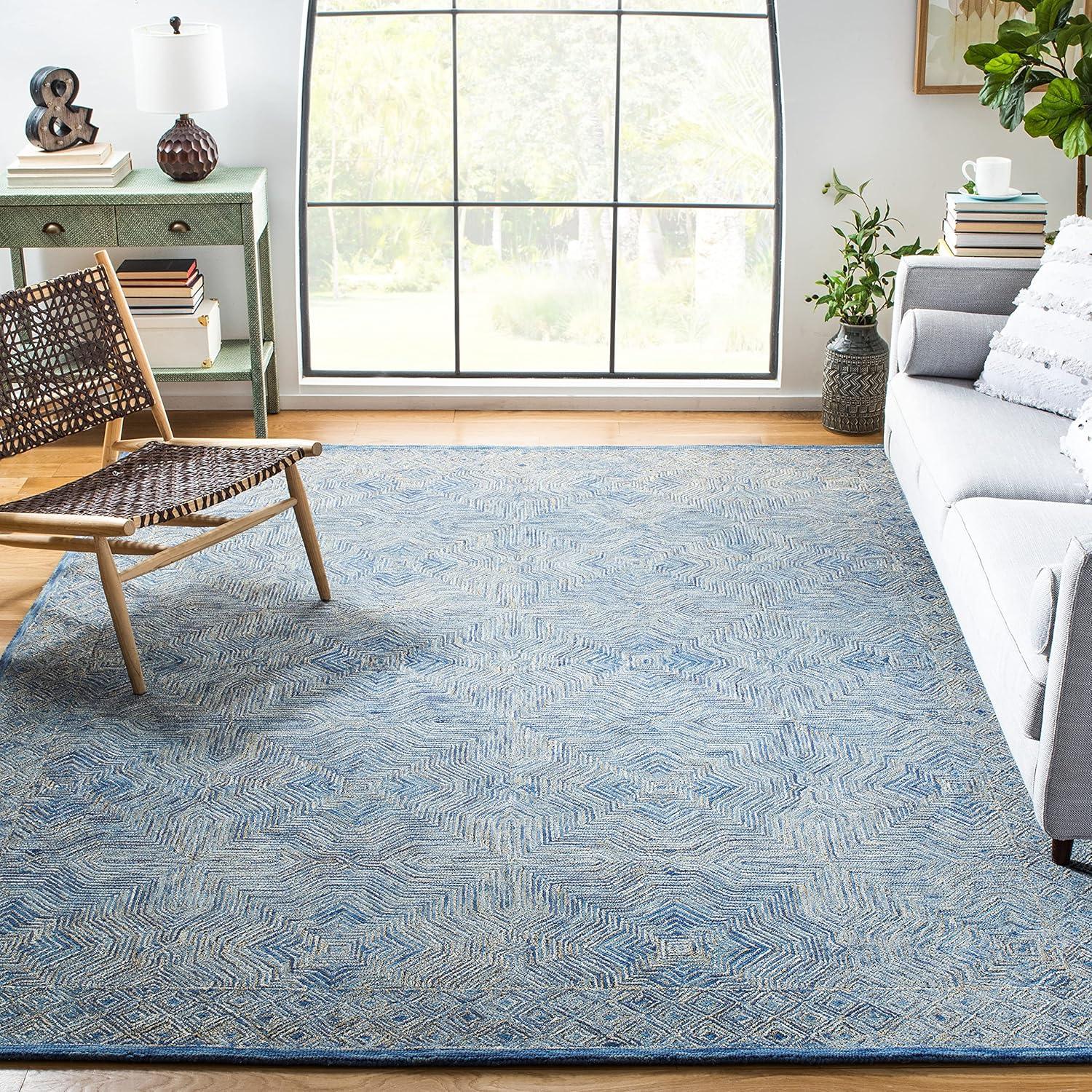 Micro-Loop MLP975 Hand Tufted Area Rug - Blue - 5'x8' - Safavieh.