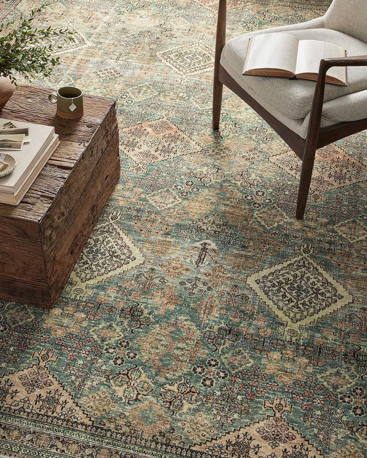 Sinclair III Rug by Magnolia Home by Joanna Gaines x Loloi - Turquoise and Multi / 7'6" x 9'6"