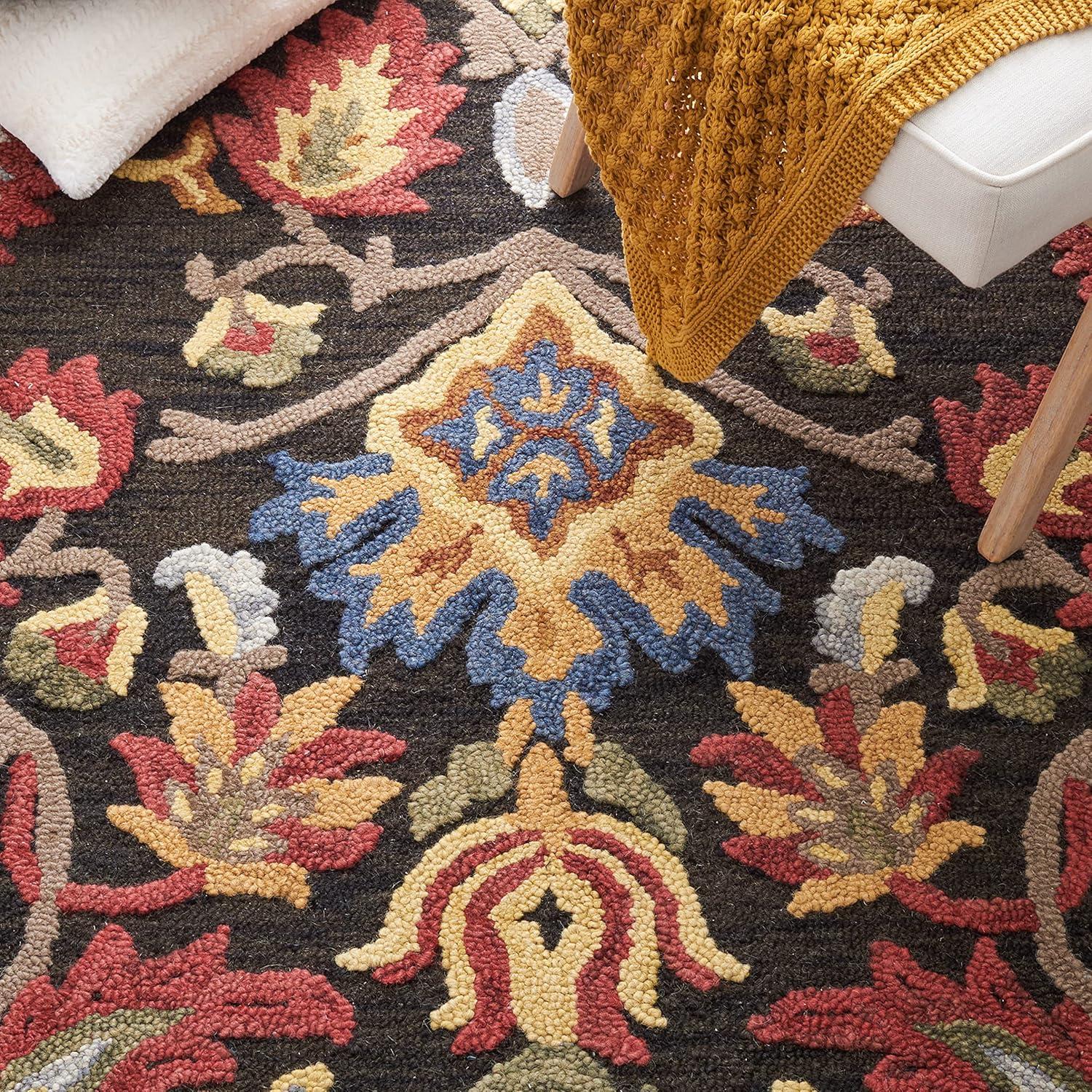 Blossom BLM402 Hand Tufted Area Rug - Charcoal/Multi - 5'x8' - Safavieh.