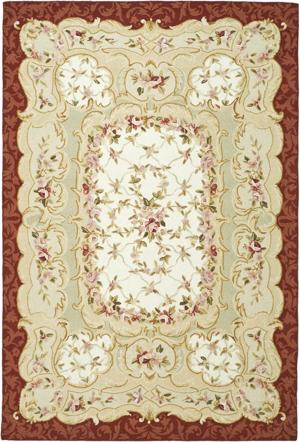 Ivory Hand-Knotted Wool 6' x 9' Rectangular Rug