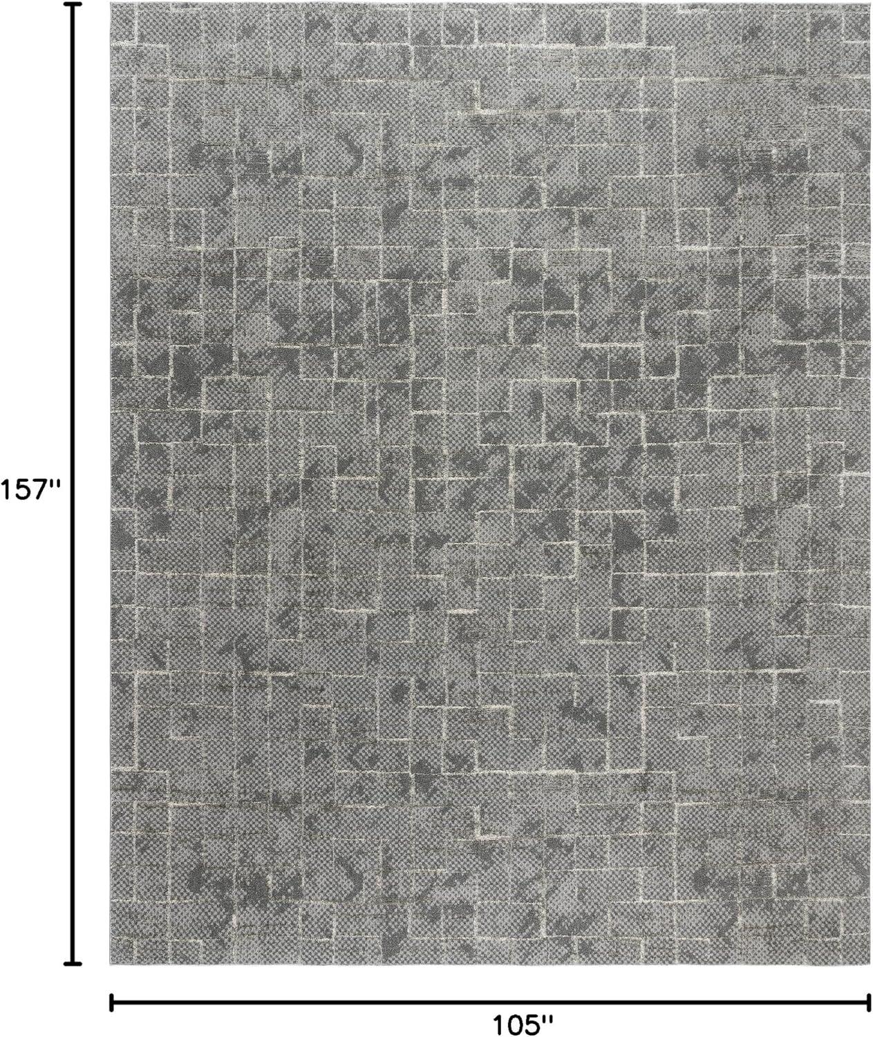 Trevi Zalo Modern Abstract Cross Hatch Gray Ivory Polyester Area Rug