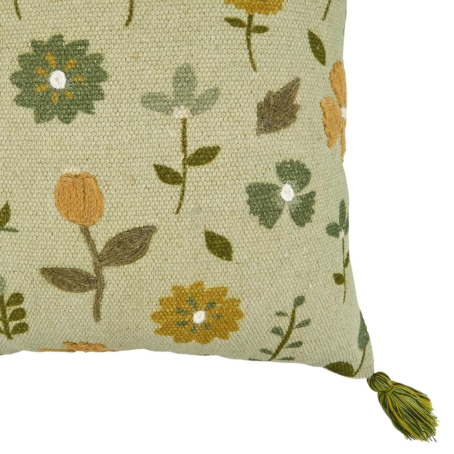 Saro Blossom Collection Floral Cotton Pillow Cover