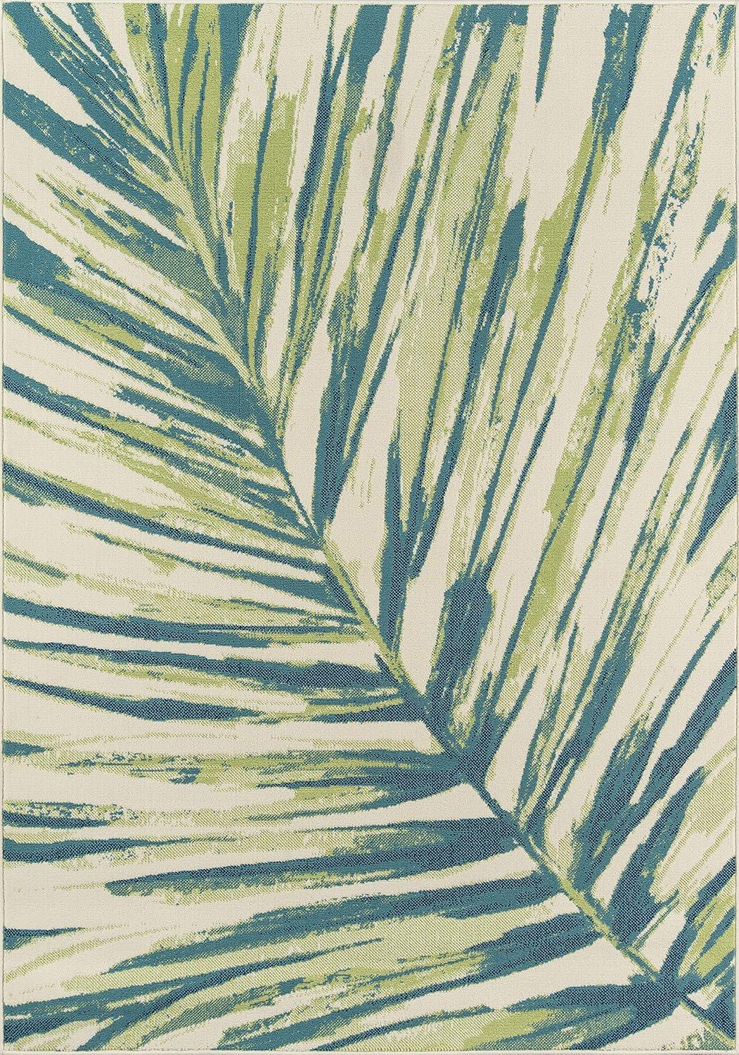 Momeni Baja Palm Leaf Area Rug, 6 ft 7 in x 9 ft 6 in, Green