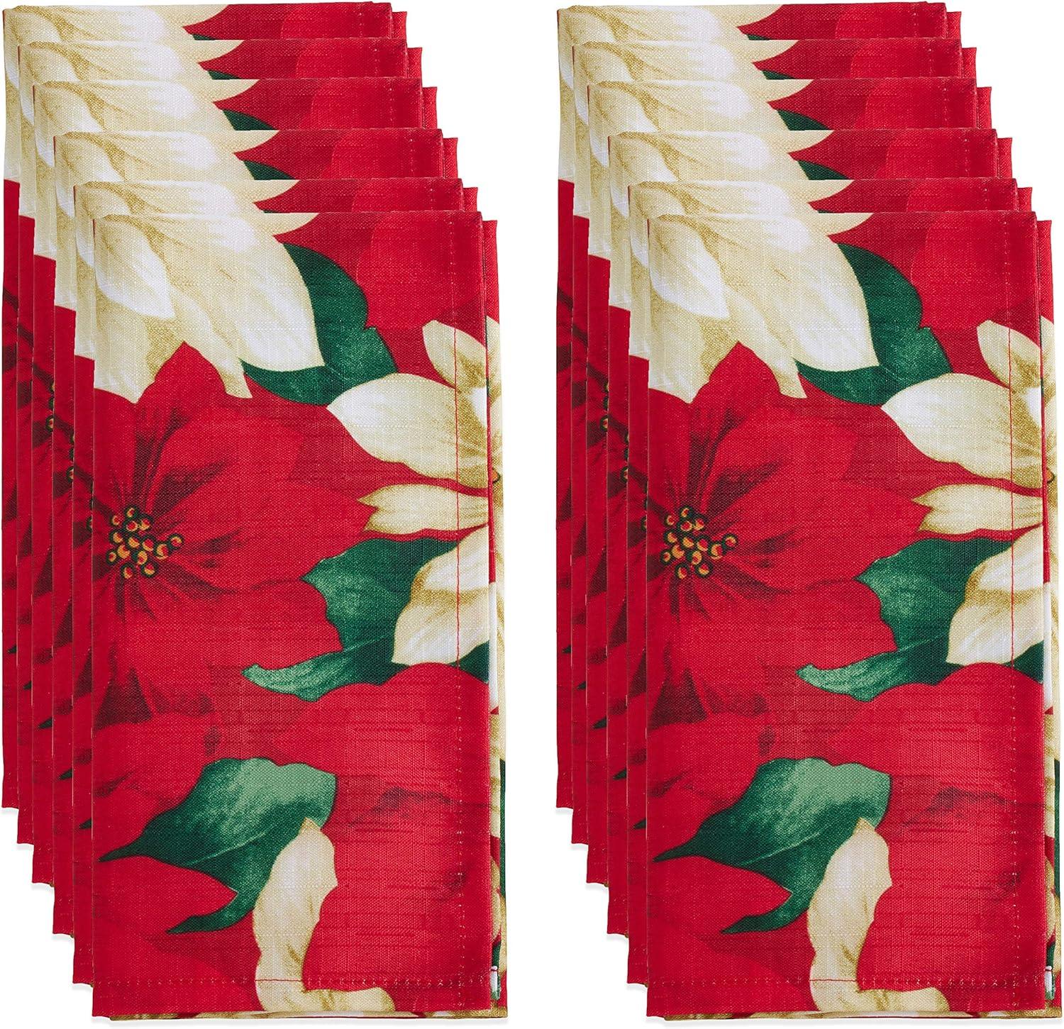 Saro Lifestyle 6212.M20S 20 x 0.25x 20 in. Poinsettia Design Table Napkins, Multi Color - Set of 12