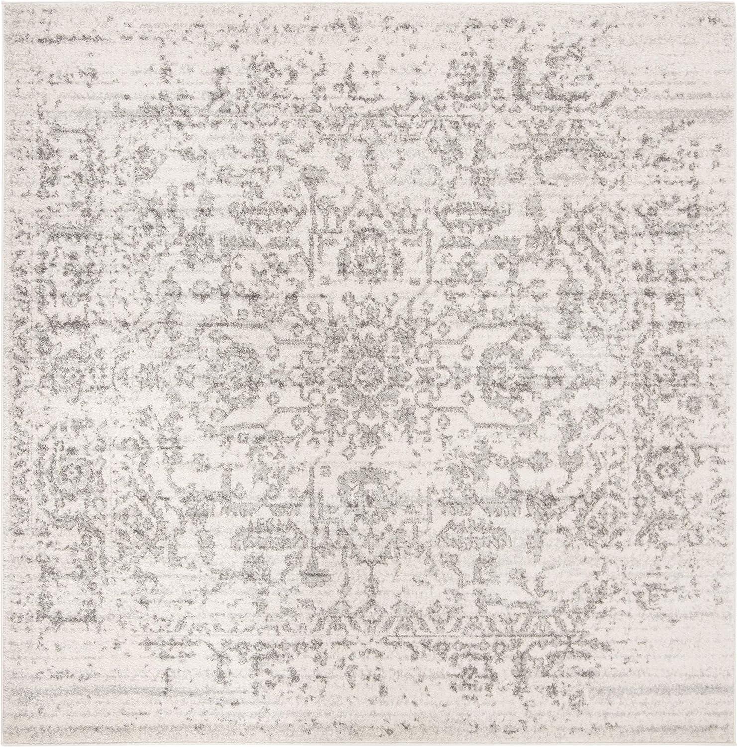 SAFAVIEH Madison Katina Traditional Area Rug, Silver/Ivory, 10' x 10' Square