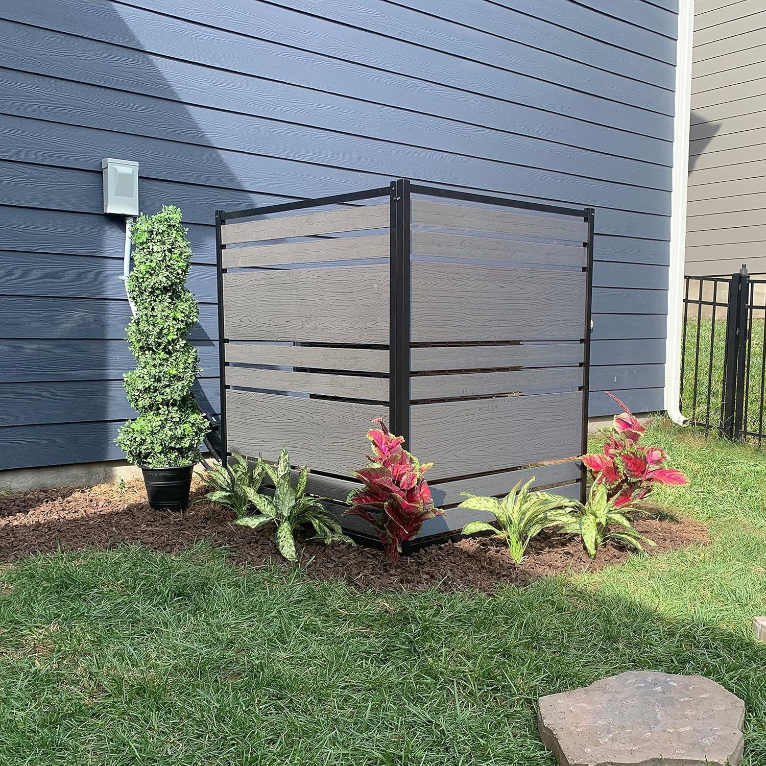 Enclo 48in H x 40in W (2 Panels) No Dig Enclo Vienna Charcoal Color Woodtek Privacy Screen, Outdoor Vinyl Privacy Fence Panel, Privacy Wall for Trash Cans & Air Conditioner Fence, Patio Privacy Screen, EC18018