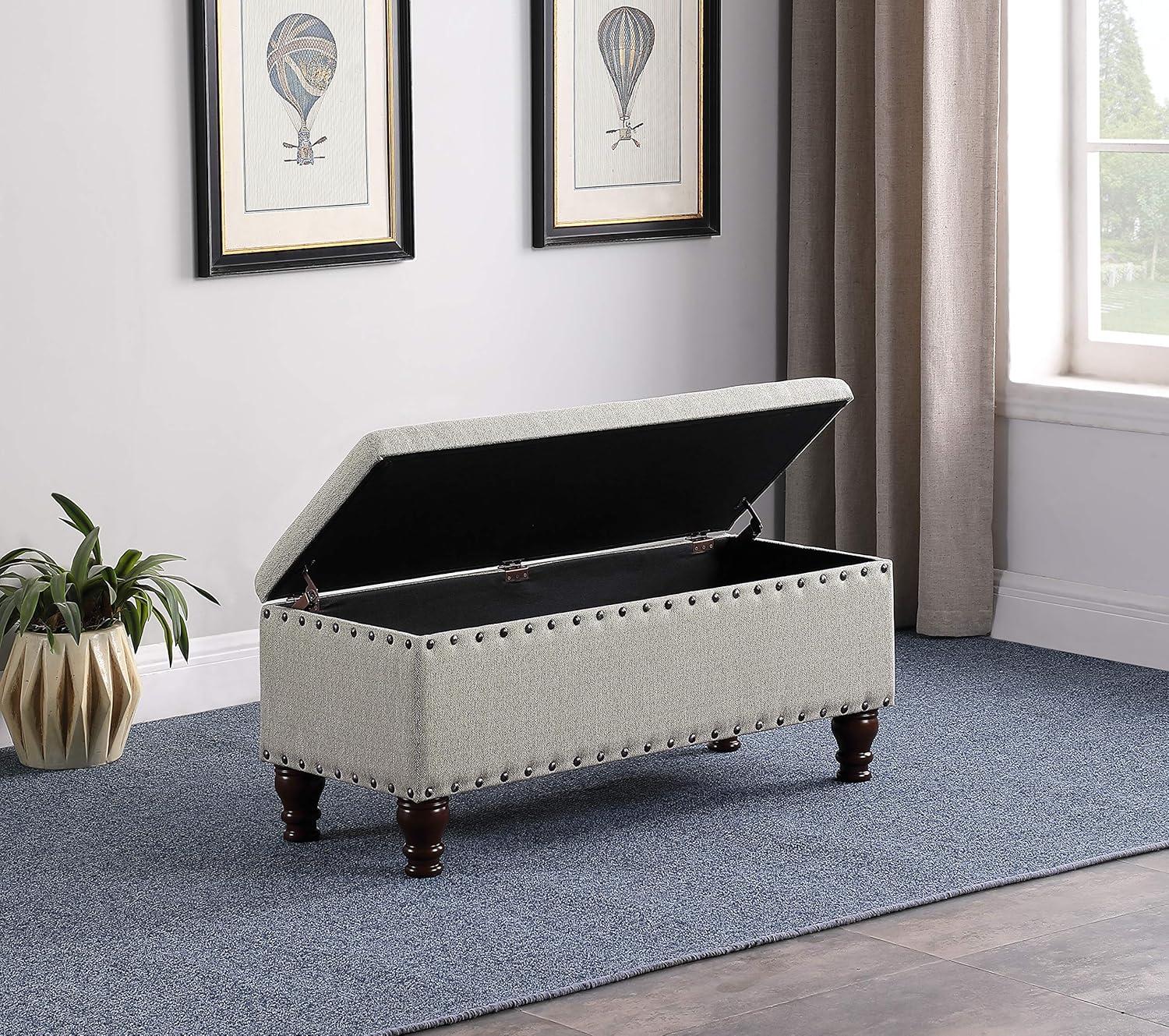 Large Storage Bench with Nailhead Trim - HomePop