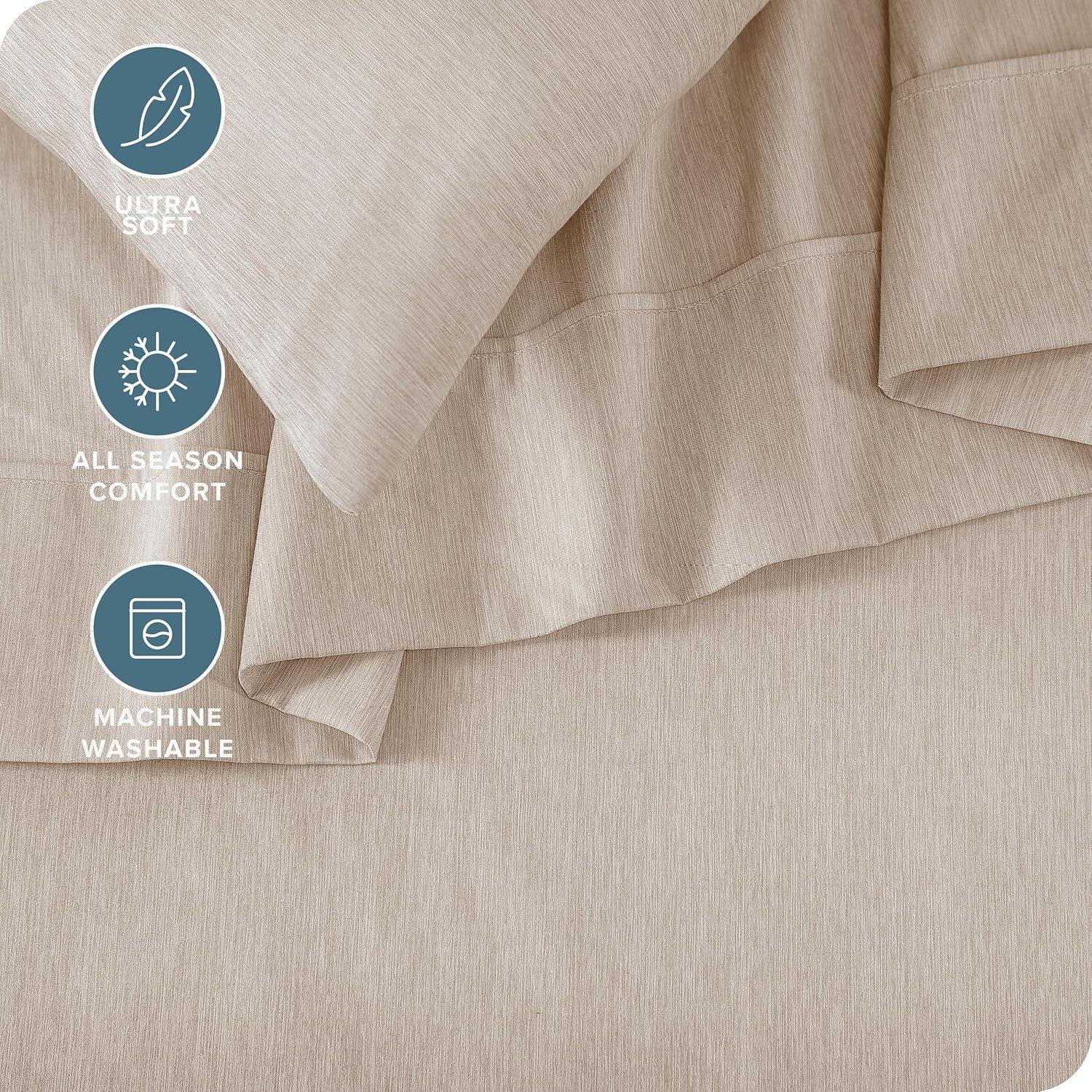 Bare Home Premium 1800 Collection 3-Piece Bed Sheet Set, Twin, Heathered Pebble