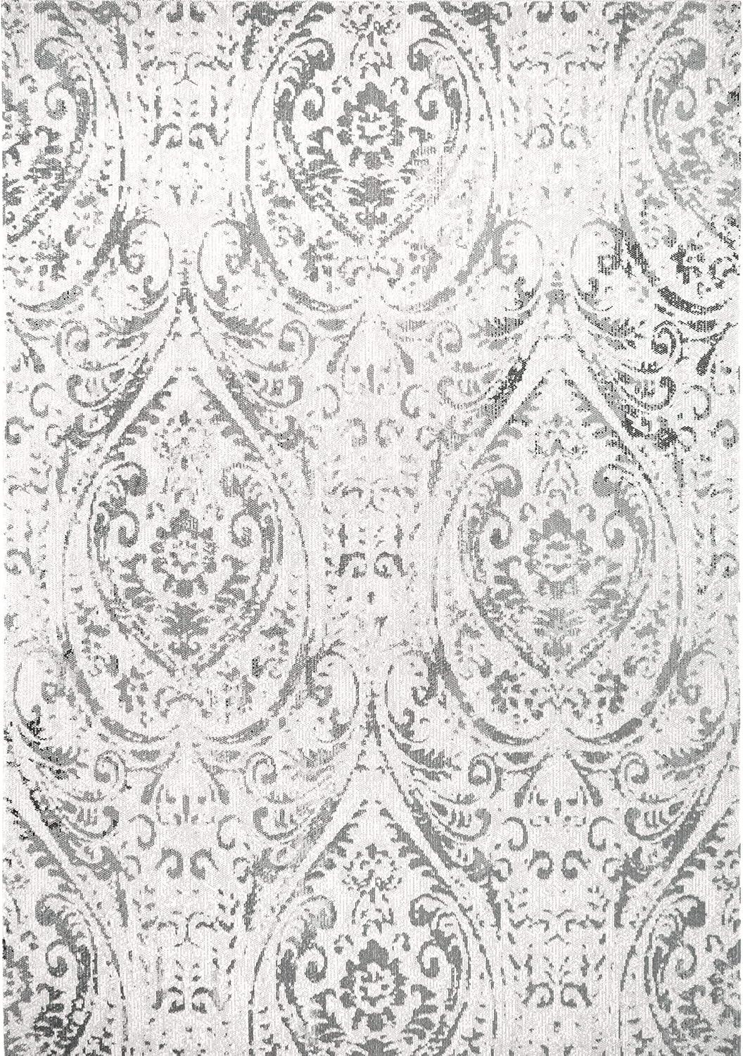 Nicole Miller New York Patio Sofia Juniper Transitional Paisley Indoor/Outdoor Area Rug, Ivory/Gray