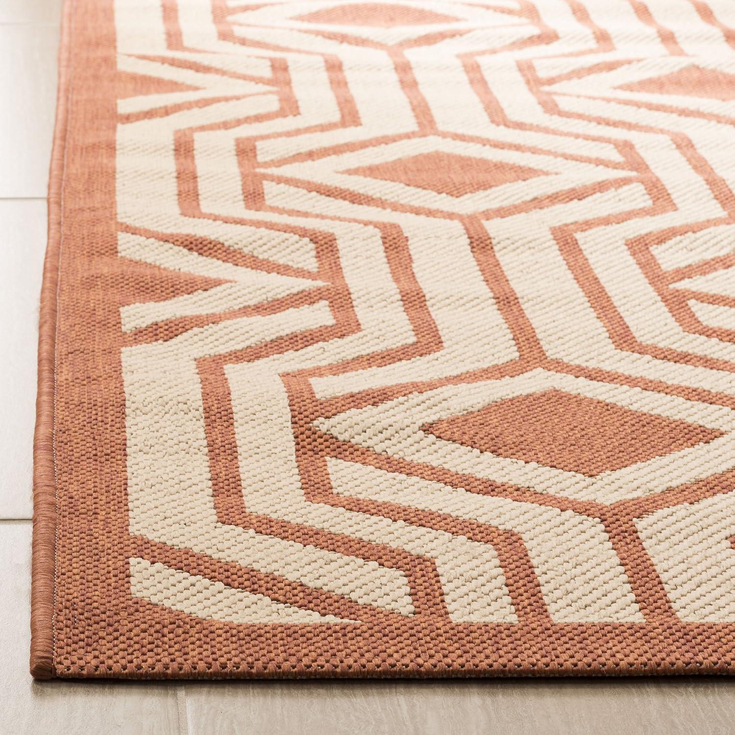 Courtyard CY6113 Power Loomed Indoor/Outdoor Area Rug - Beige/Terracotta - 6'7"x9'6" - Safavieh.