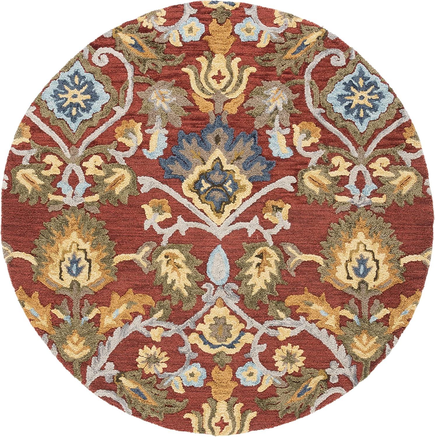 Blossom BLM402 Hand Tufted Area Rug - Red/Multi - 4' round - Safavieh.
