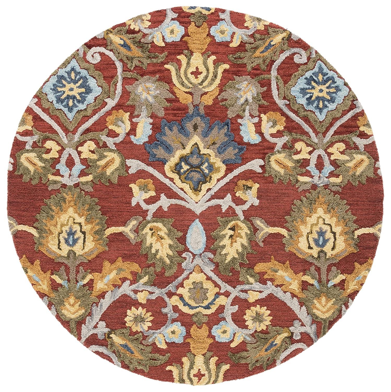 Blossom BLM402 Hand Tufted Area Rug - Red/Multi - 4' round - Safavieh.