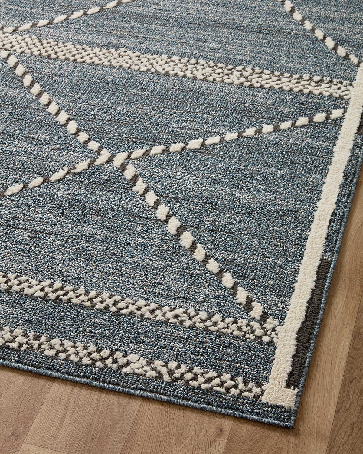 Elegant Diamond Motif Charcoal & Greige Wool-Blend Runner Rug