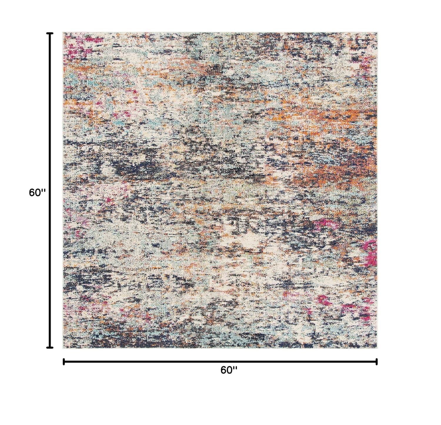 Madison MAD460 Power Loomed Indoor Area Rug - Black/Gold - 5'x5' - Safavieh
