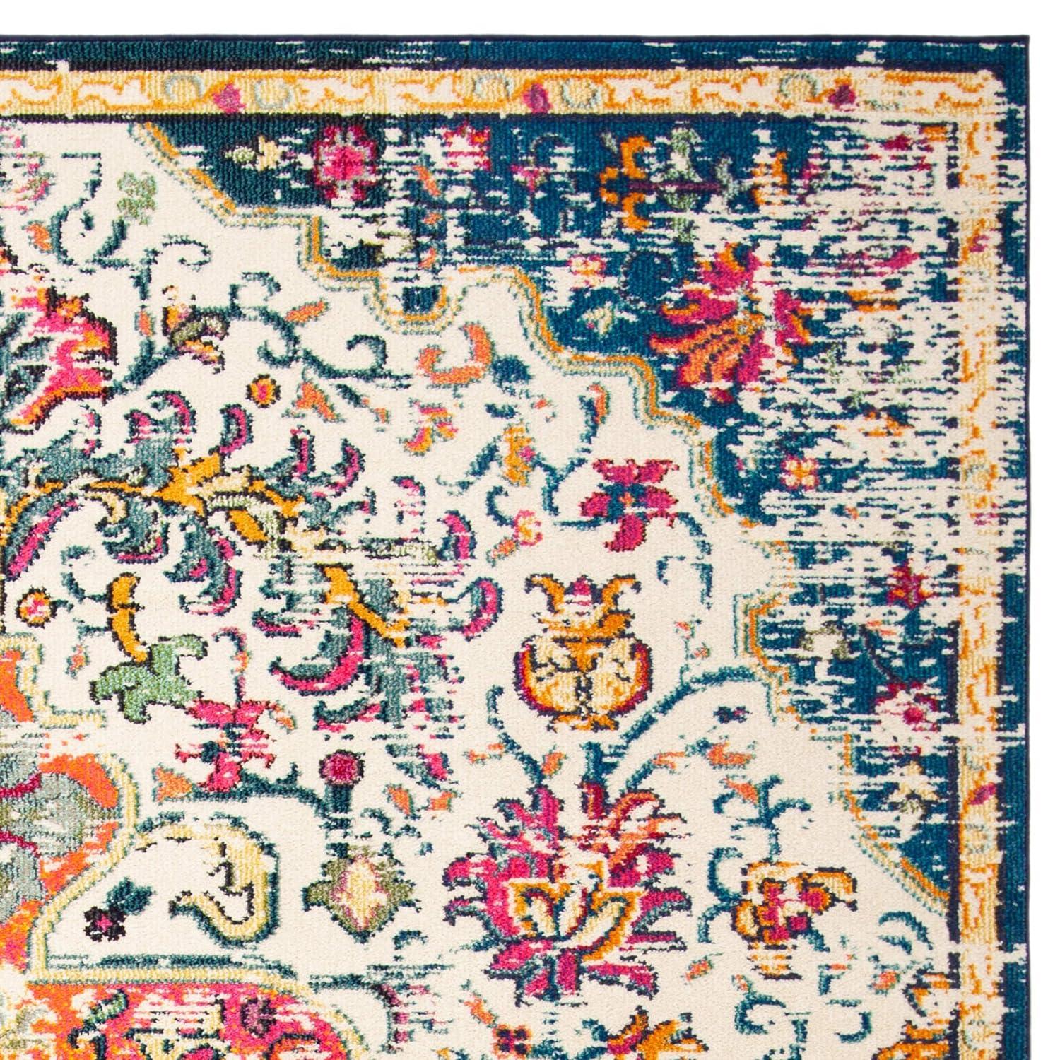Madison MAD447 Power Loomed Indoor Area Rug - Ivory/Orange - 6'7"x6'7" - Safavieh