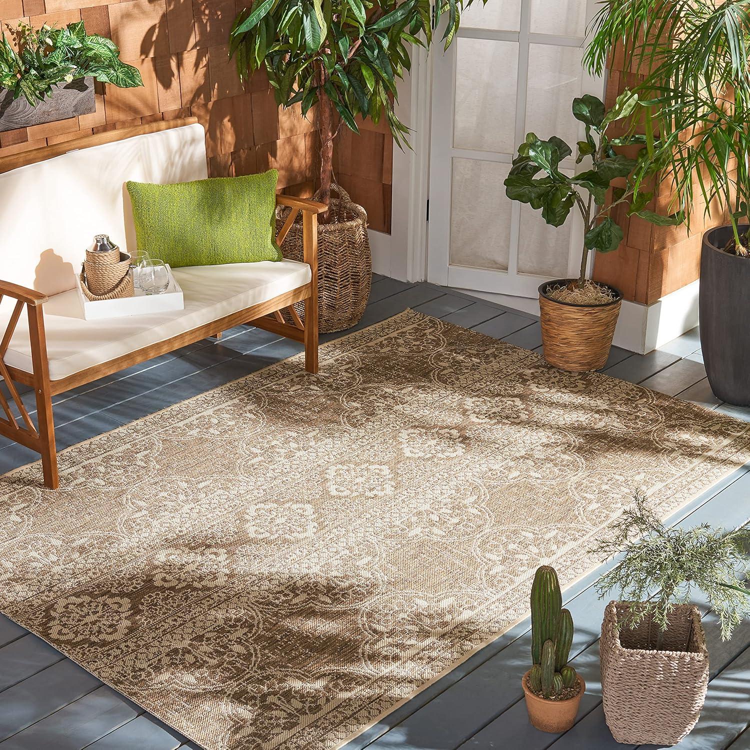 SAFAVIEH Beach House Kiaran Southwestern Indoor/Outdoor Area Rug Cream/Beige, 3' x 5'