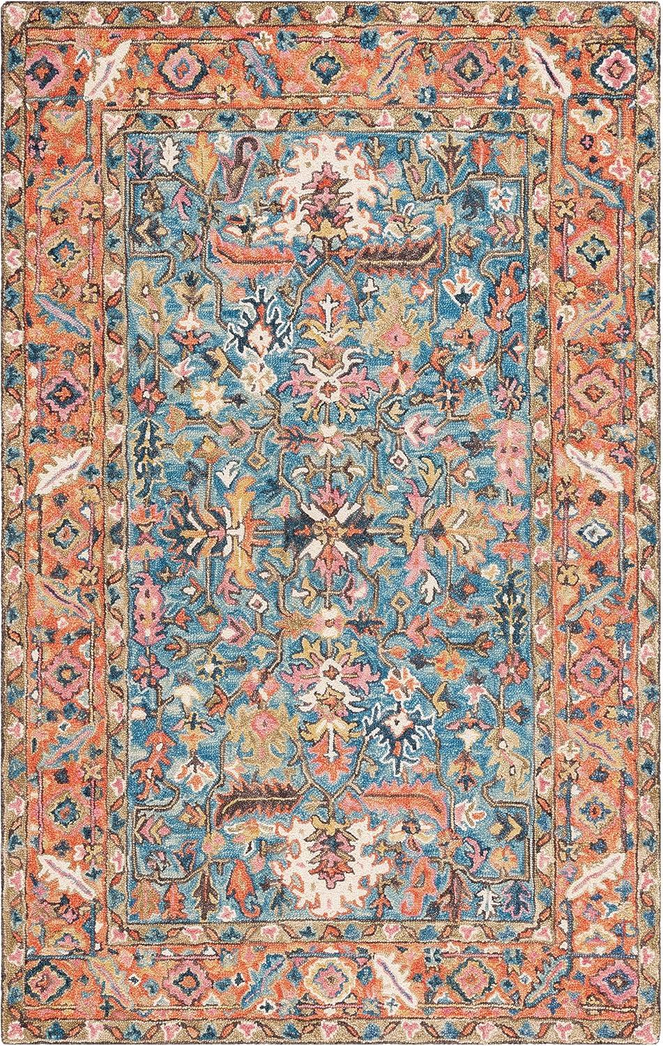 SAFAVIEH Blossom Merletta Floral Area Rug, Blue/Rust, 3' x 5'