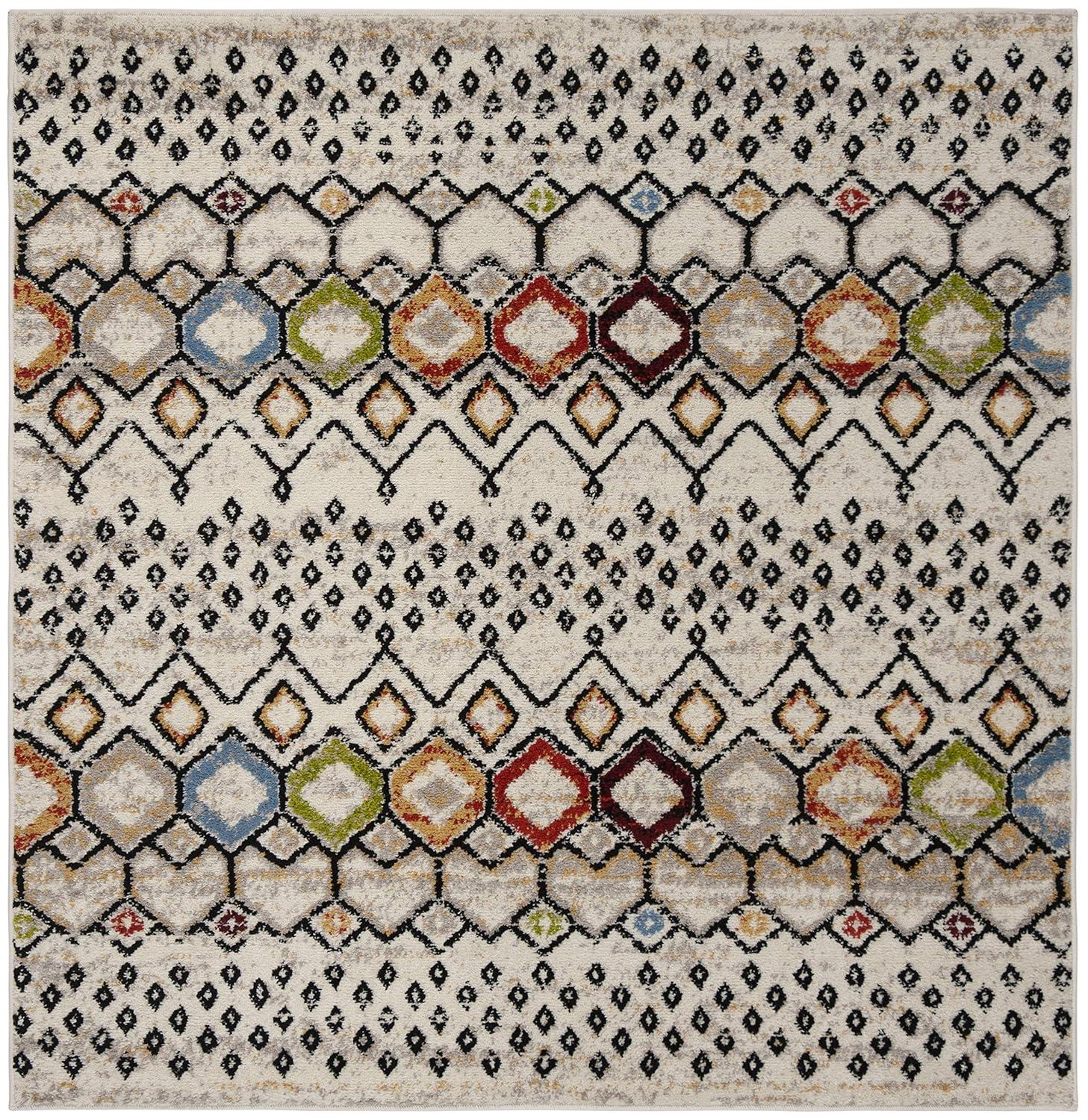 Amsterdam AMS108 Power Loomed Indoor Area Rug - Ivory/Multi - 5'1"x5'1" - Safavieh