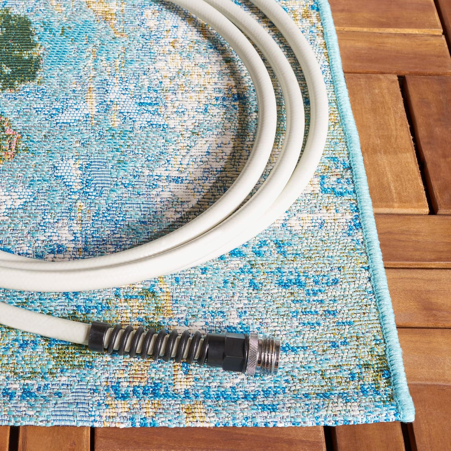 Barbados BAR522 Power Loomed Indoor/Outdoor Area Rug - Light Blue/Green - 4'x6' - Safavieh.