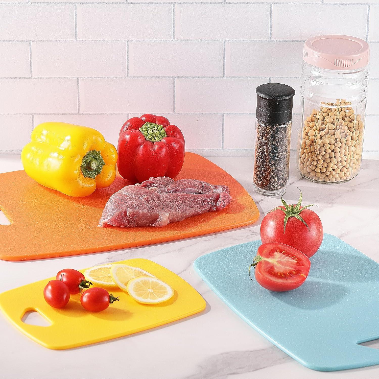 Multicolor Plastic Cutting Board Set with Easy Grip Handles