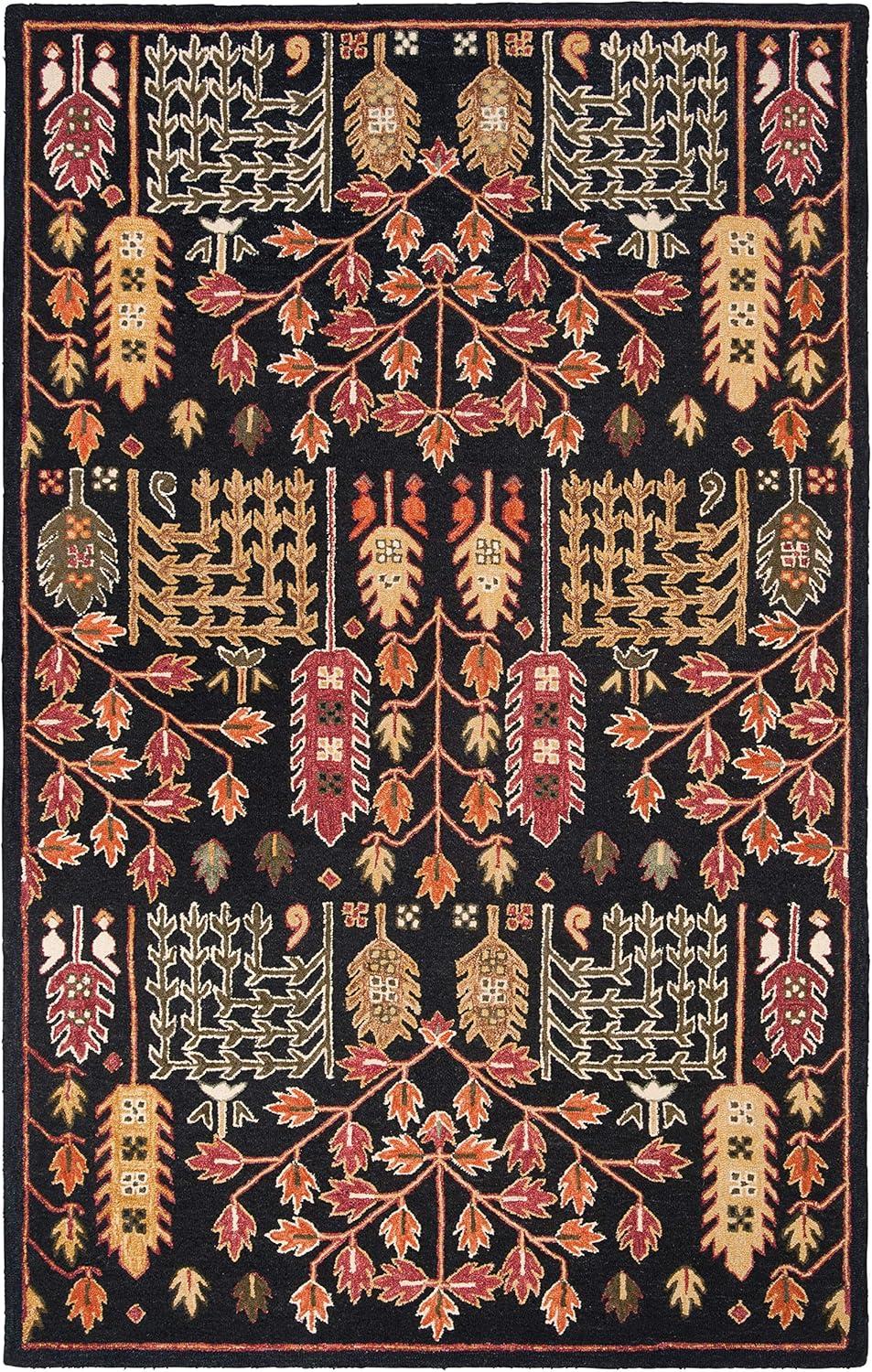 SAFAVIEH Aspen Wilhelmina Floral Wool Area Rug, Black/Red, 4' x 6'