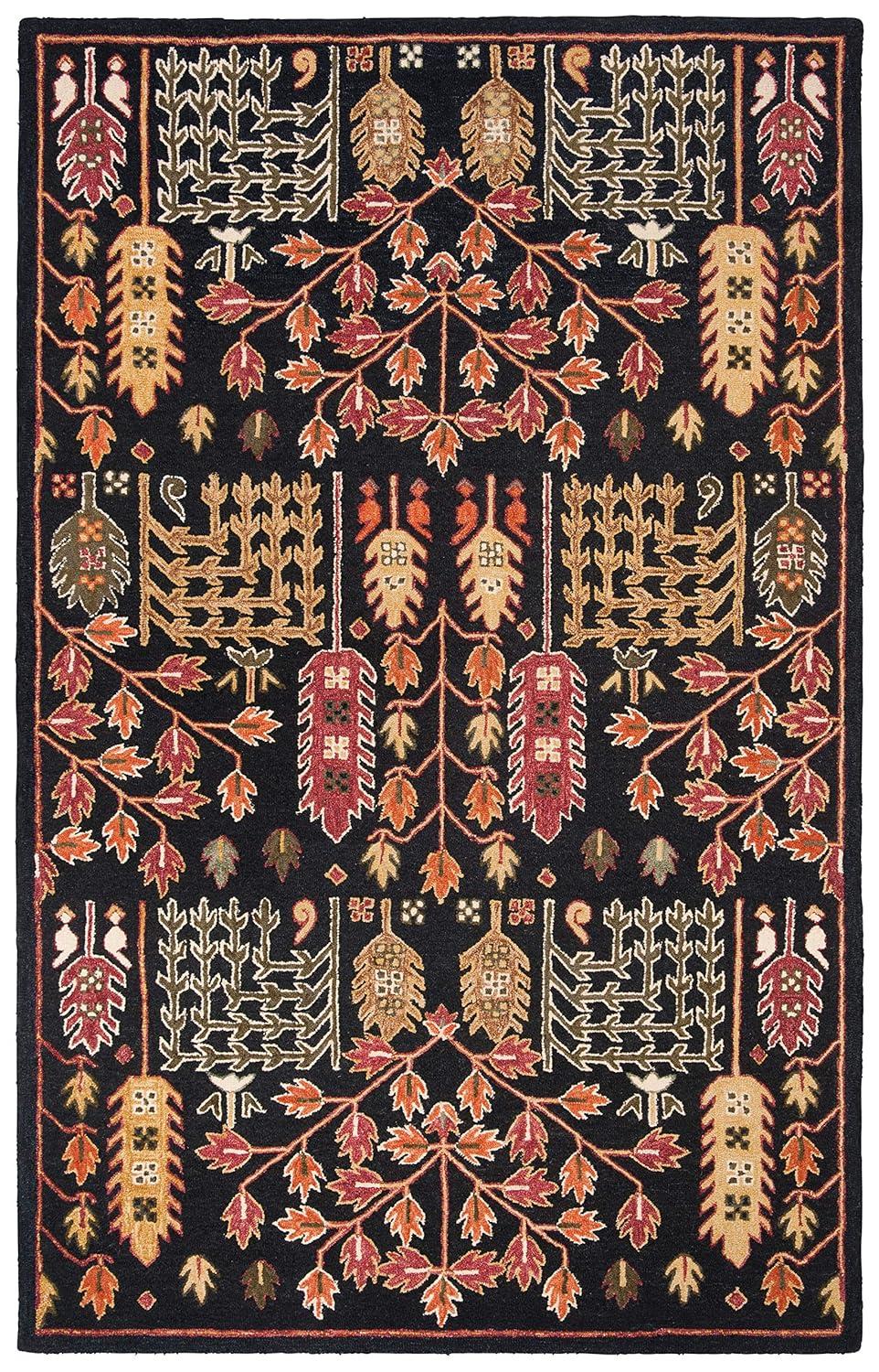 SAFAVIEH Aspen Wilhelmina Floral Wool Area Rug, Black/Red, 4' x 6'