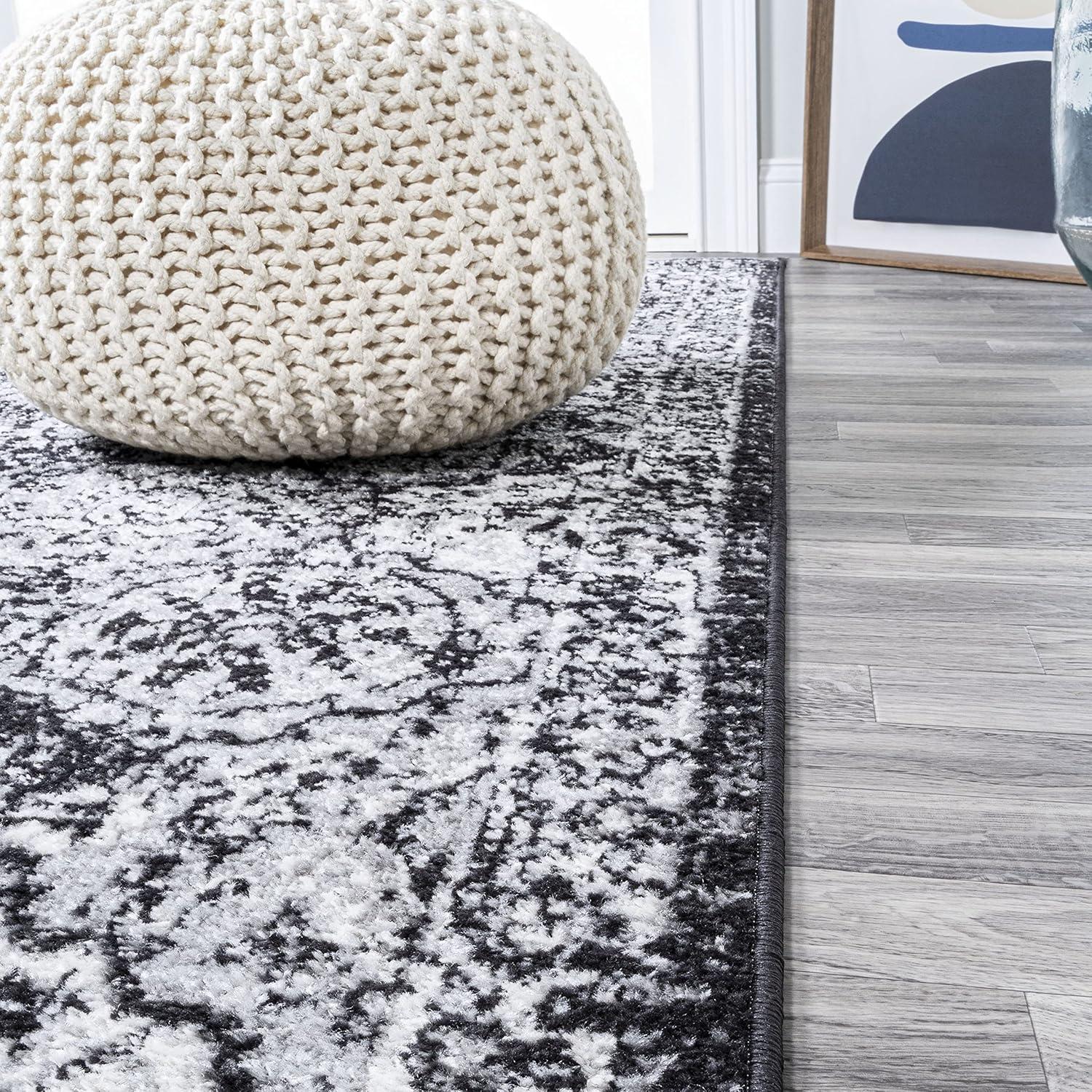 2' x 8' Modern Persian Boho Vintage Trellis Runner Rug, Black/Ivory - JONATHAN Y