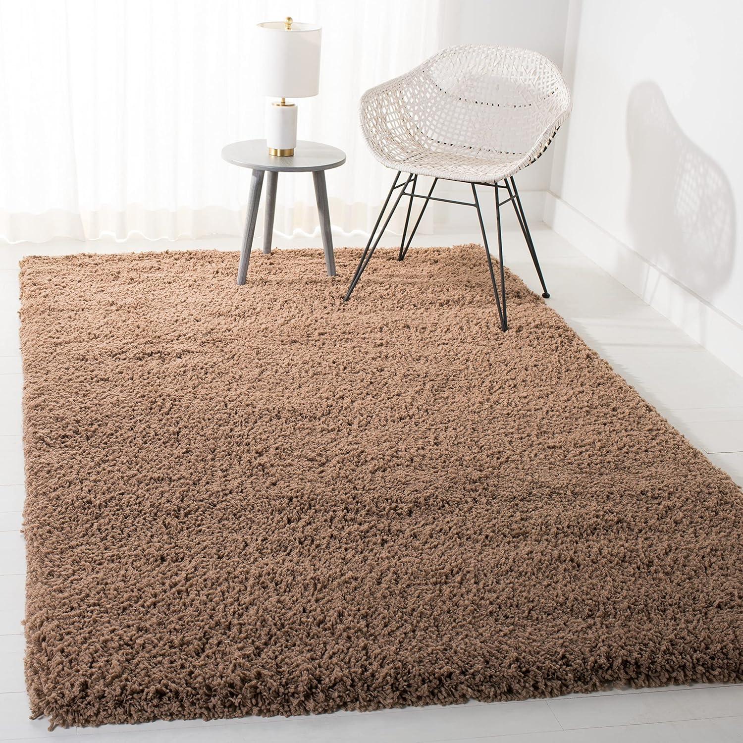 Taupe Hand-Tufted Shag Area Rug, 3' x 5', Easy Care Synthetic