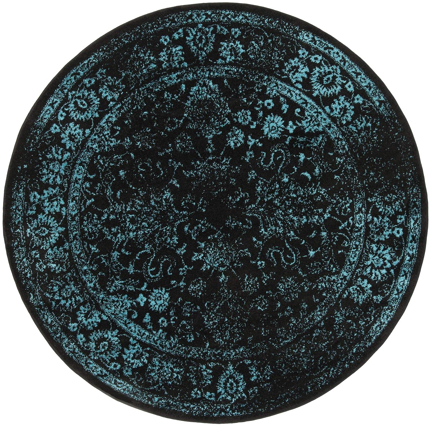SAFAVIEH Adirondack Wyatt Distressed Area Rug, Ivory/Dark Green, 6' x 6' Round
